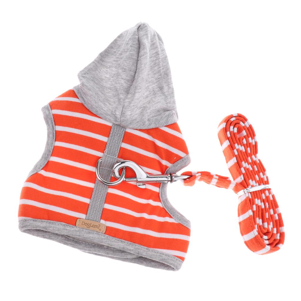 Pet Cat Kitten Adjustable Harness Walking Lead Leash Chest Strap  Orange S