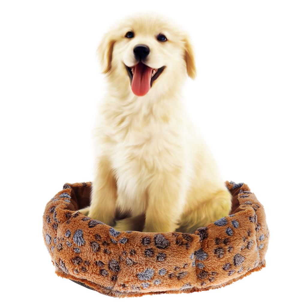 Softable and Comfortable Round Shape Footprint Pattern Dog Cat Basket Bed 