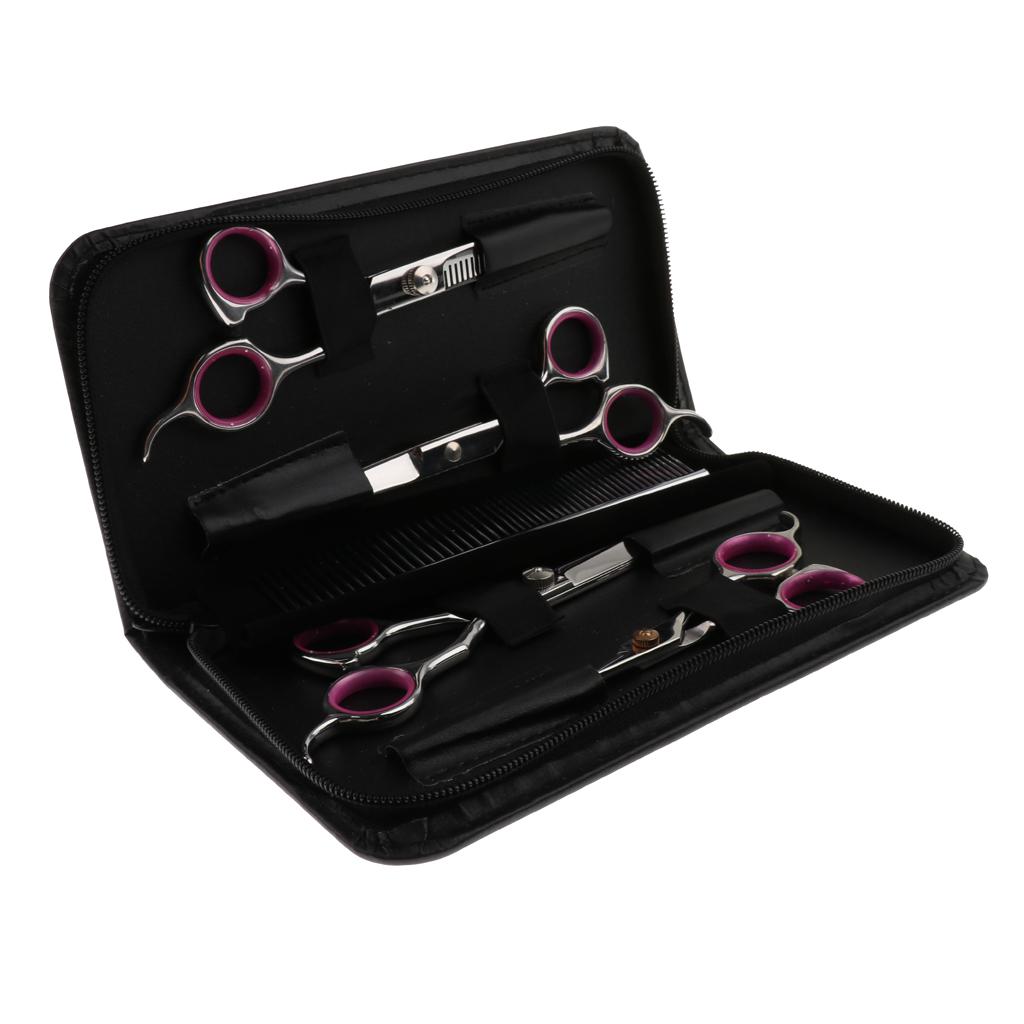 6Pcs Professional Pet Dog Grooming Scissors Set Straight Curved Thinning Kit
