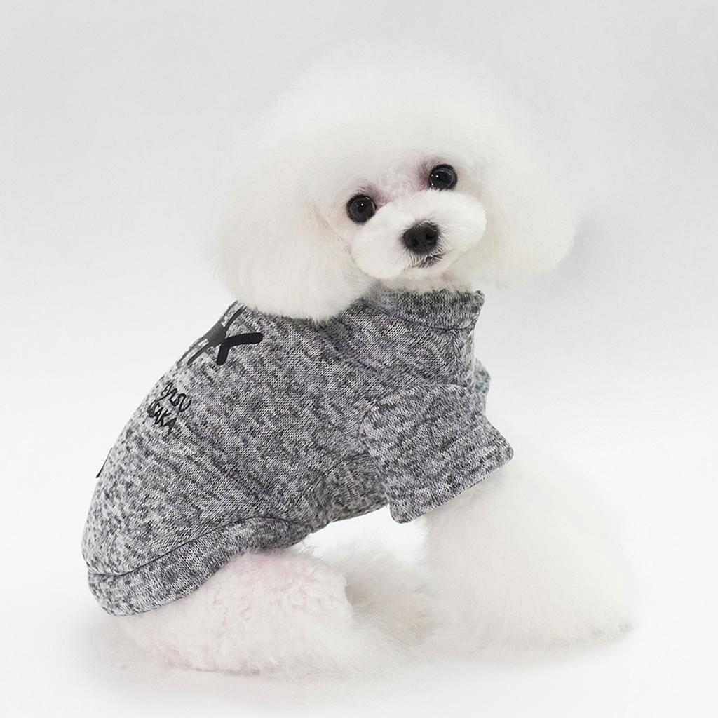 Pet Dog Cat Puppy Winter Sweater with Button Casual Clothes Gray S