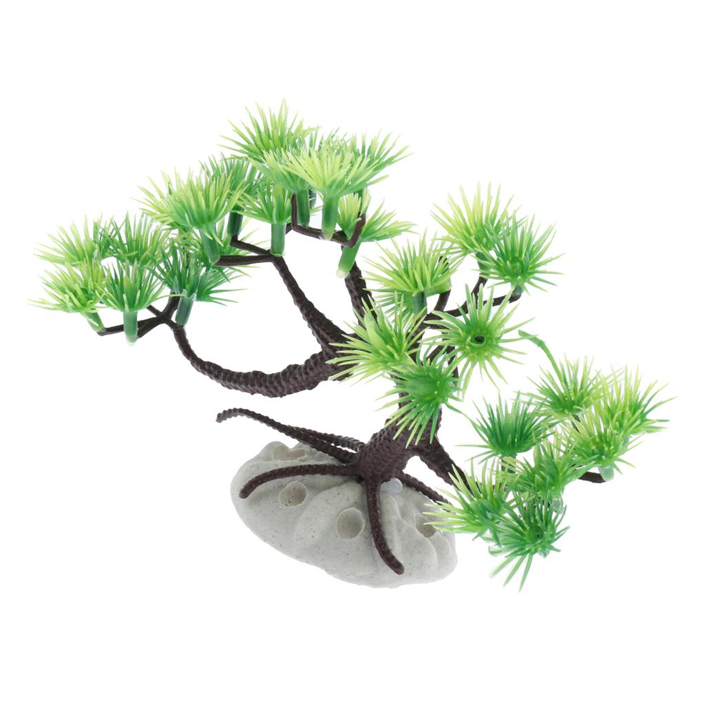 Aquarium Decoration Artificial Water Plant Pine Tree Bonsai Landscape