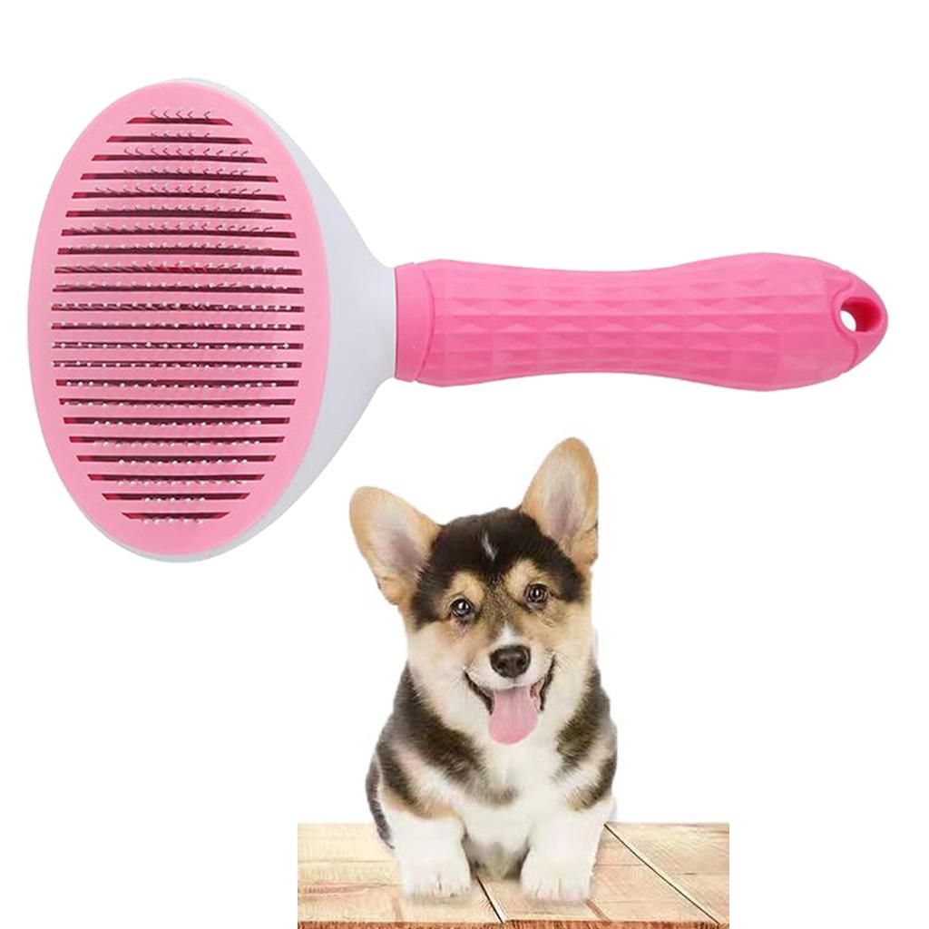 Dog Neat Slicker Grooming Brush Professional Self Cleaning Button Strong Pink