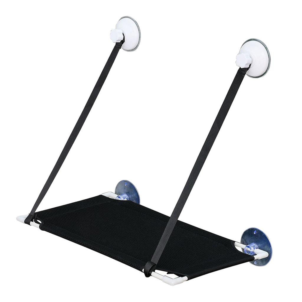 Pet Cat Window Mounted Soft Seat Hammock Perch Bed Black Single Layer