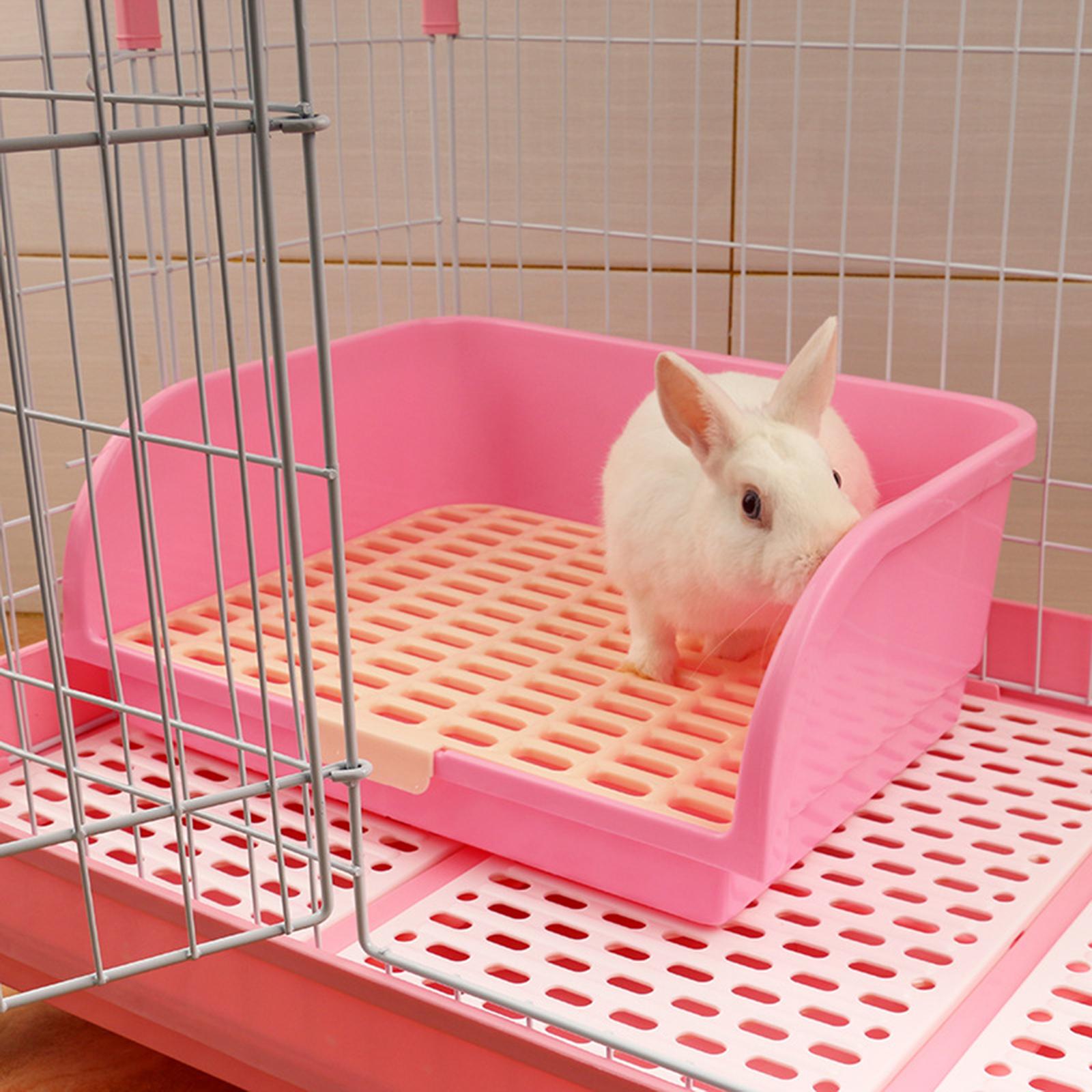 Pet Litter Box Corner Toilet Tray Pan Potty Trainer Adult Rabbit Cage Pink
