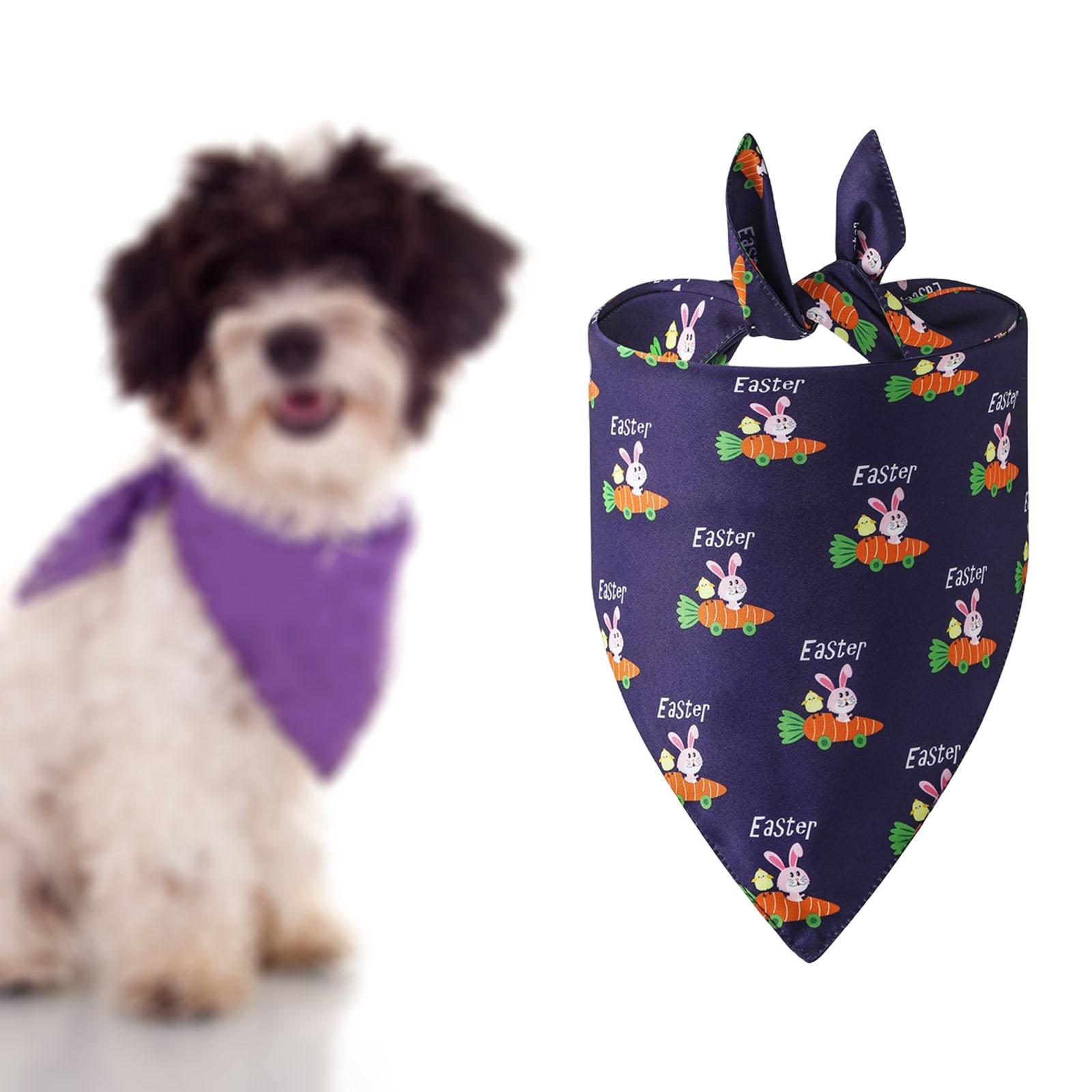 Washable Dog Bandana Collar Easter Costume Cat Neckerchief Purple