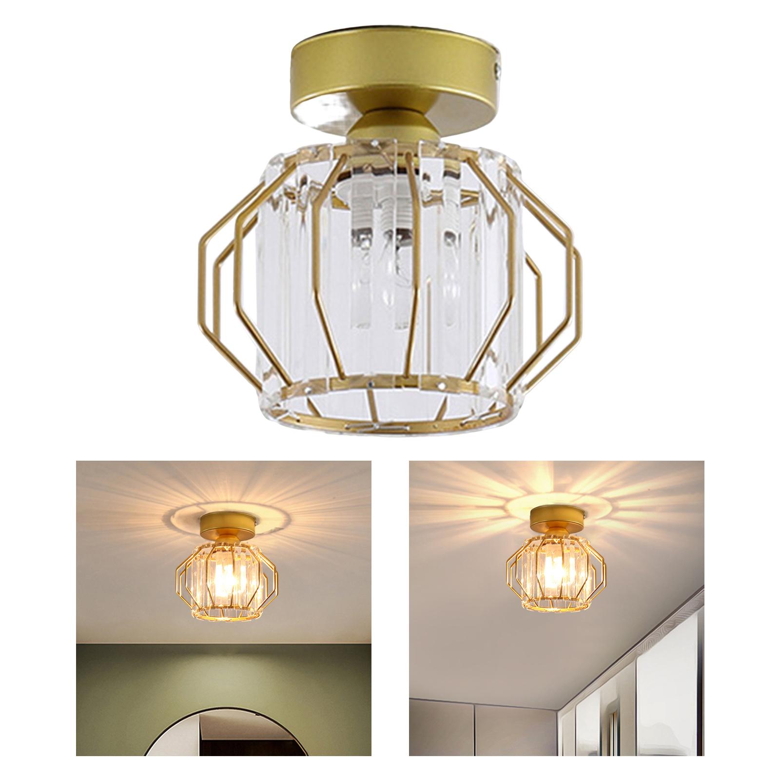 Industrial Crystal Ceiling Light Elegant Iron Simple Lighting for Bedroom Gold