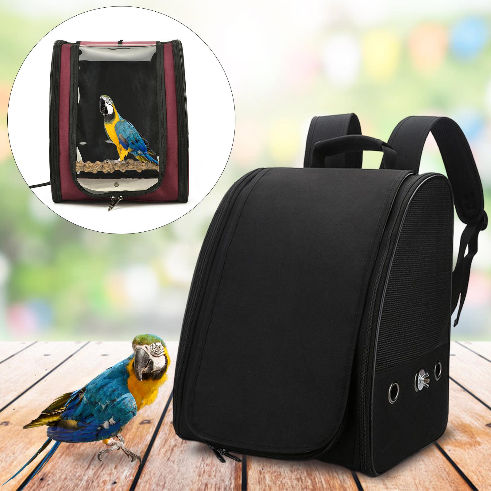 Parrot Carrier Backpack Small Animals Transport Bird Travel Bag Black