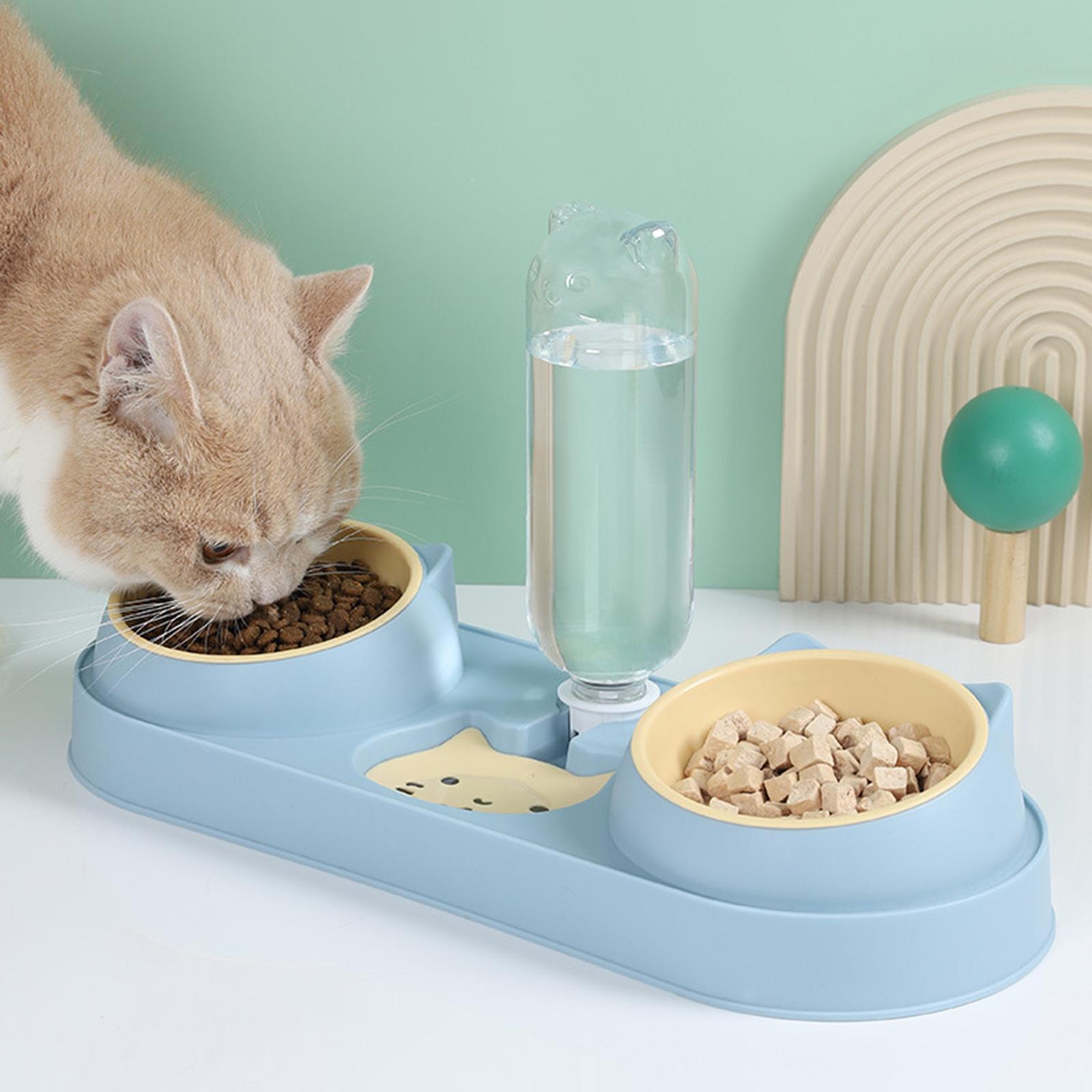 Pet Feeder Waterer Pet Feeding Station Raised Stand Dish Bowls Detachable Blue