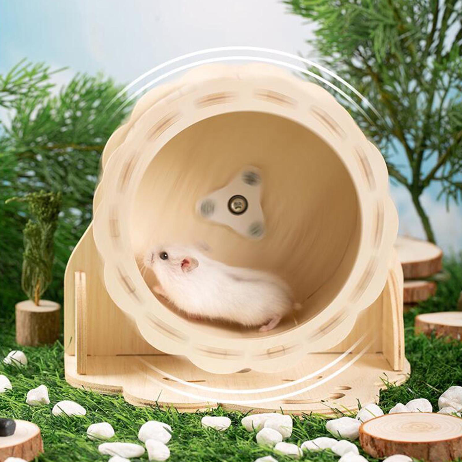 Hamster Wooden Running Wheel Toys Exercise Wheel Syrian Hamster Mice Silent