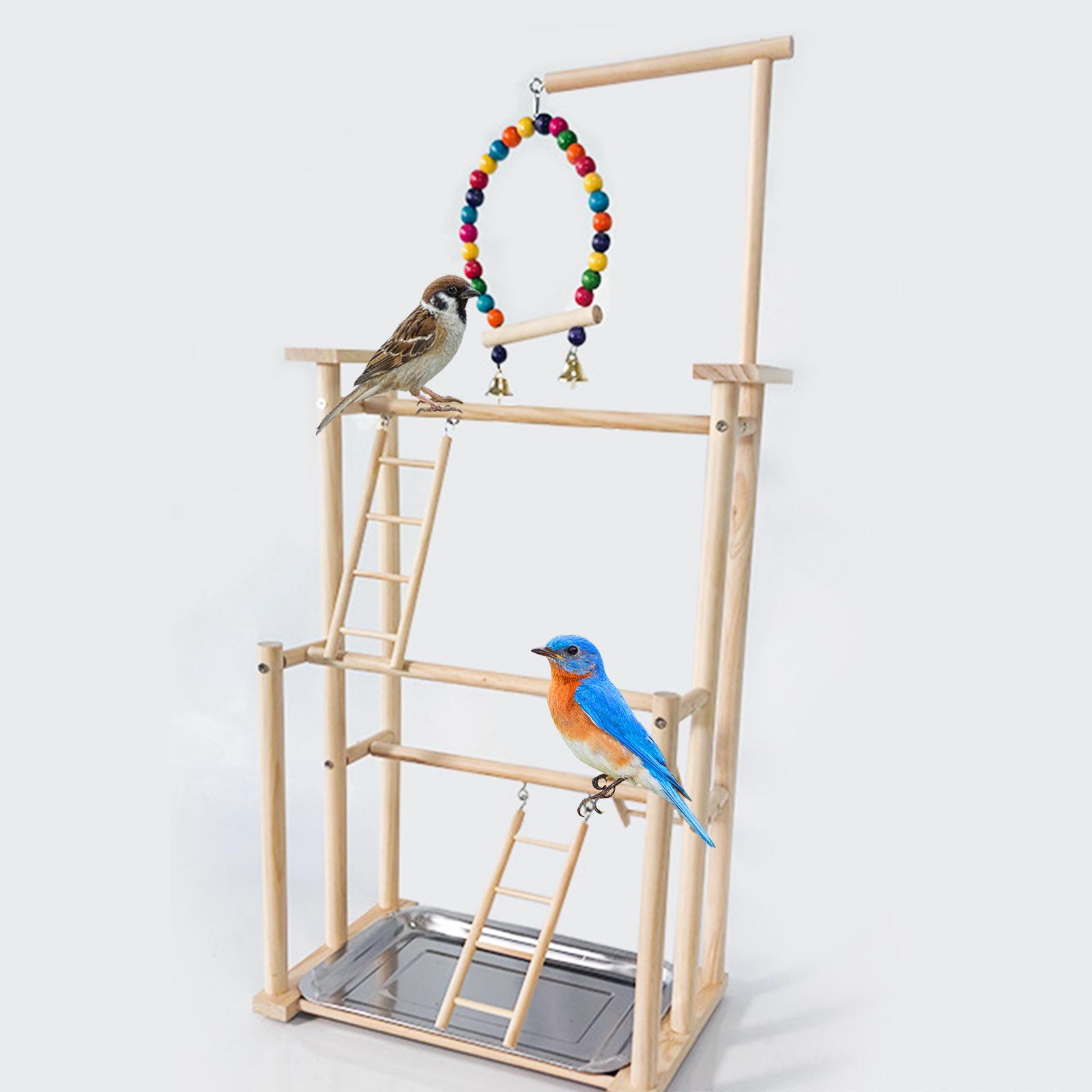 Wooden Bird Playground Parrot Perch Stand for Budgerigar Finch Small Parakeets