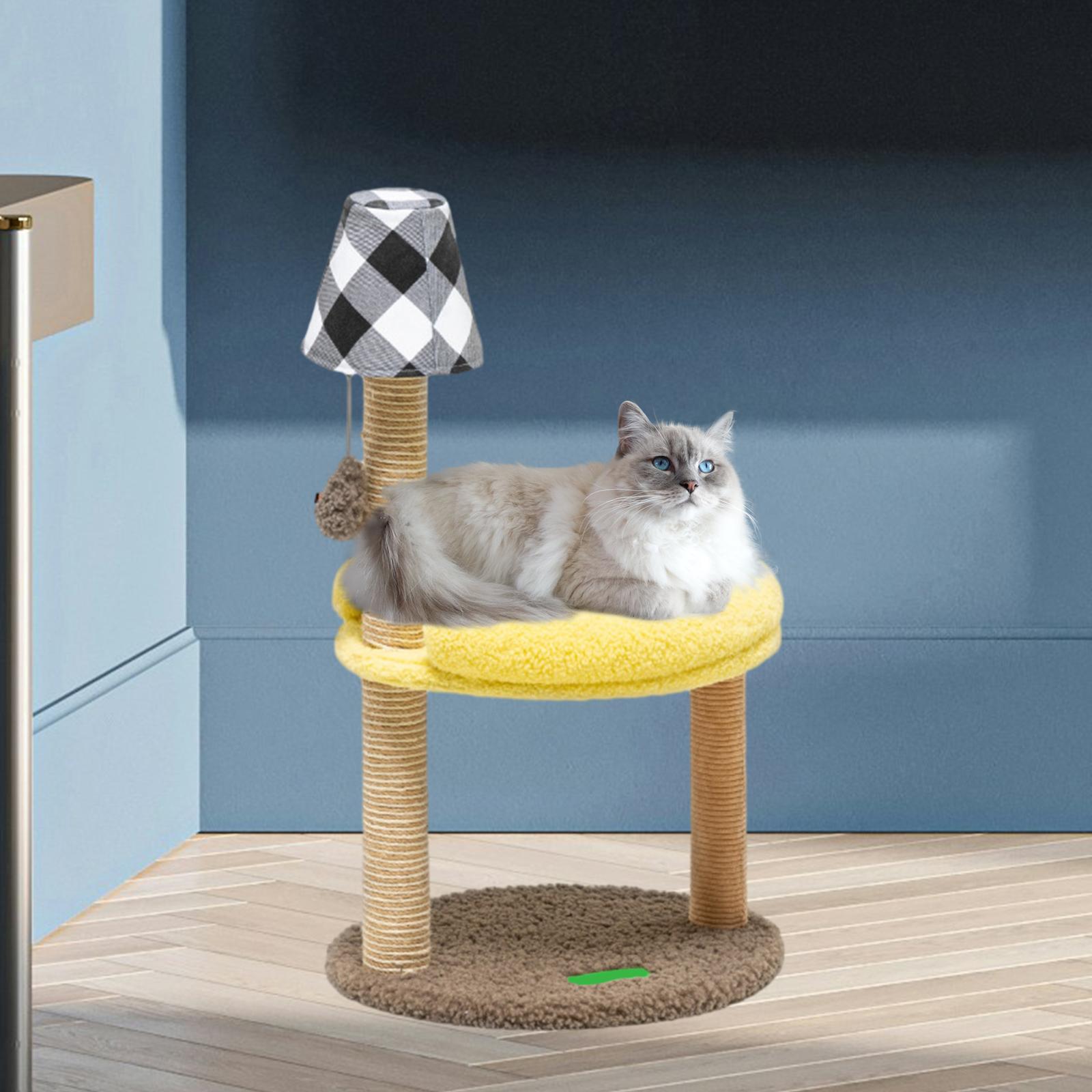 Cat Scratching Post with Condo Sisal Covered Scratcher Post Rest Scratch yellow
