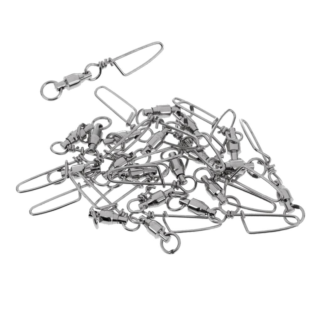 2x20pcs Fishing Ball Bearing Swivel with Coastlock Snap Fishing Connector 4#