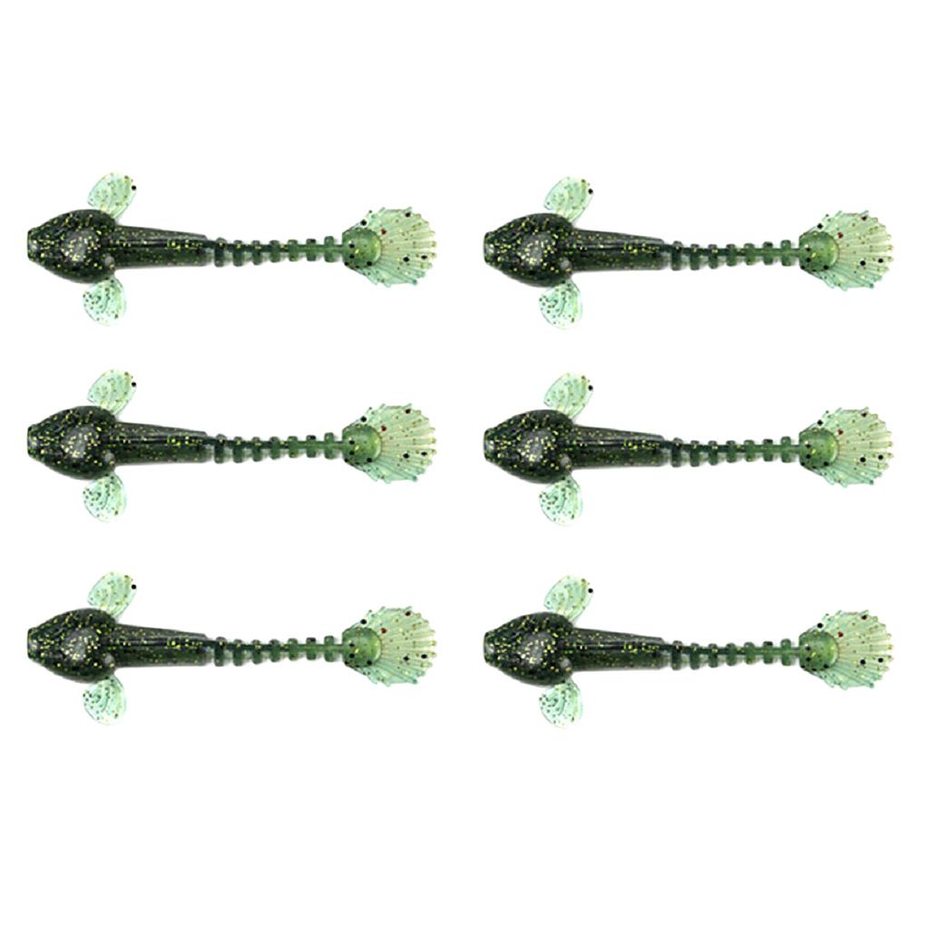 6pcs Simulation Soft Bait Fishing Lure Plastic Artificial Bait 9cm Green