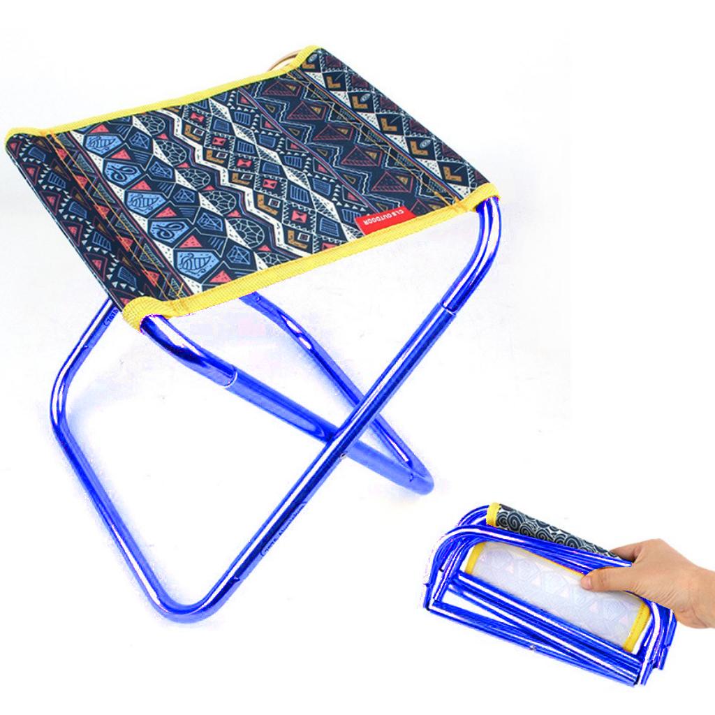 Ultralight Outdoor Folding Stool Fishing Camping Chair 27x25x23cm Blue