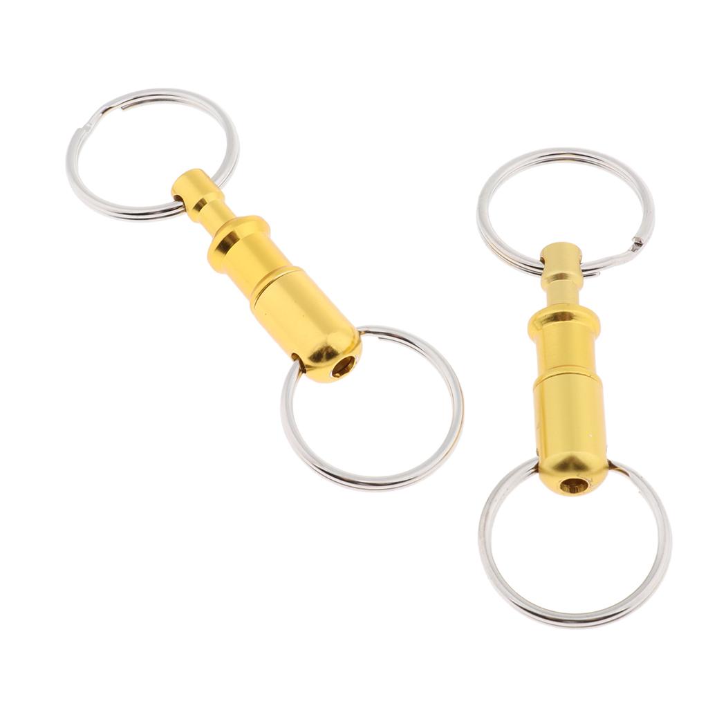 2 Pieces Breakaway Key Ring Separate Car Keys Quick Release Keychain Golden