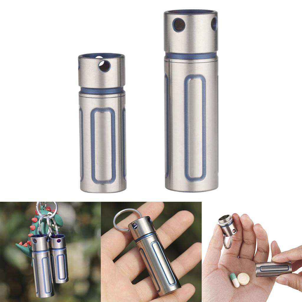 Titanium Waterproof  Sealed Box Bottle Mini Match Capsule Case Holder Tank S