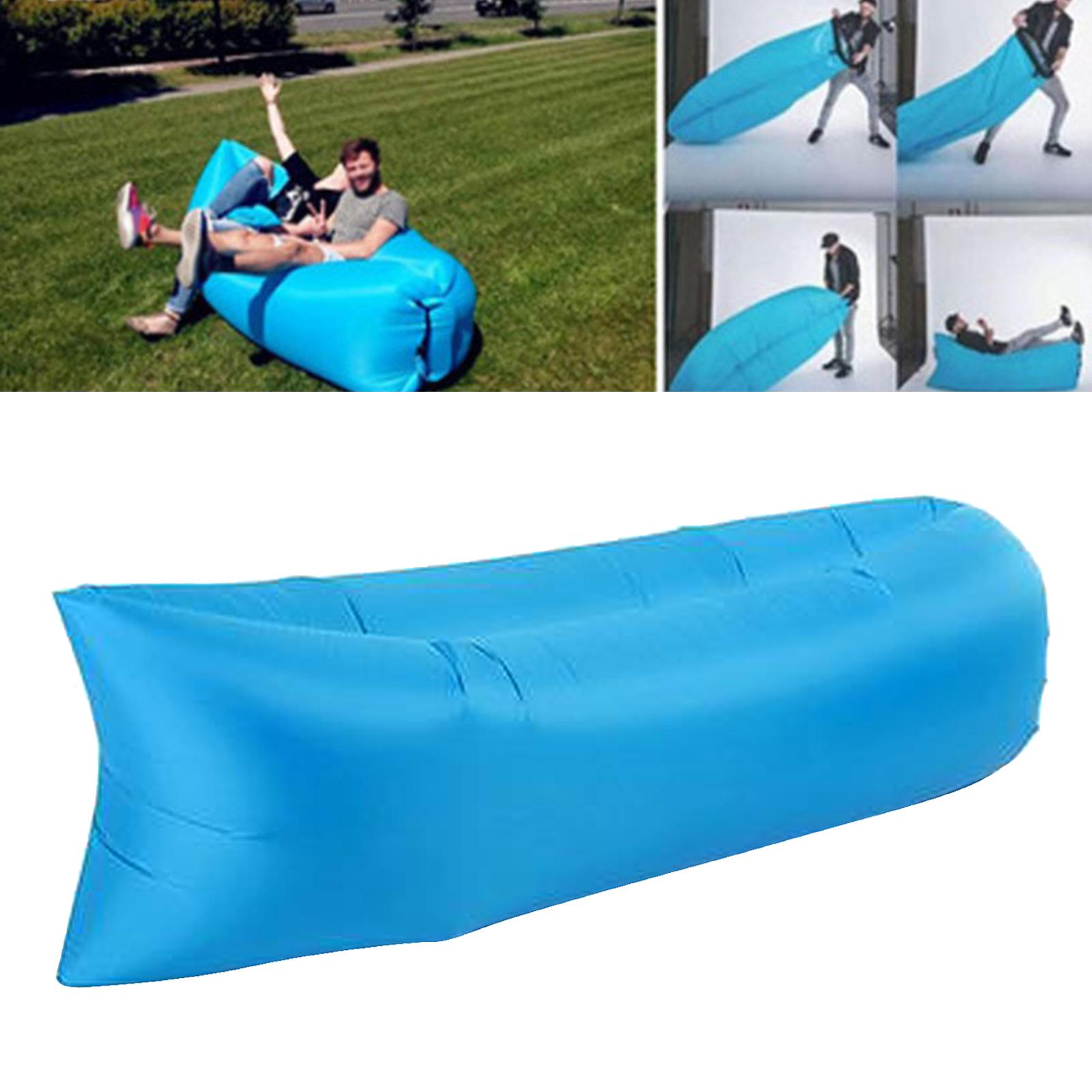 Inflatable Sofa Air Bed Lounger Chair Sleeping Bag Mattress Couch Light Blue