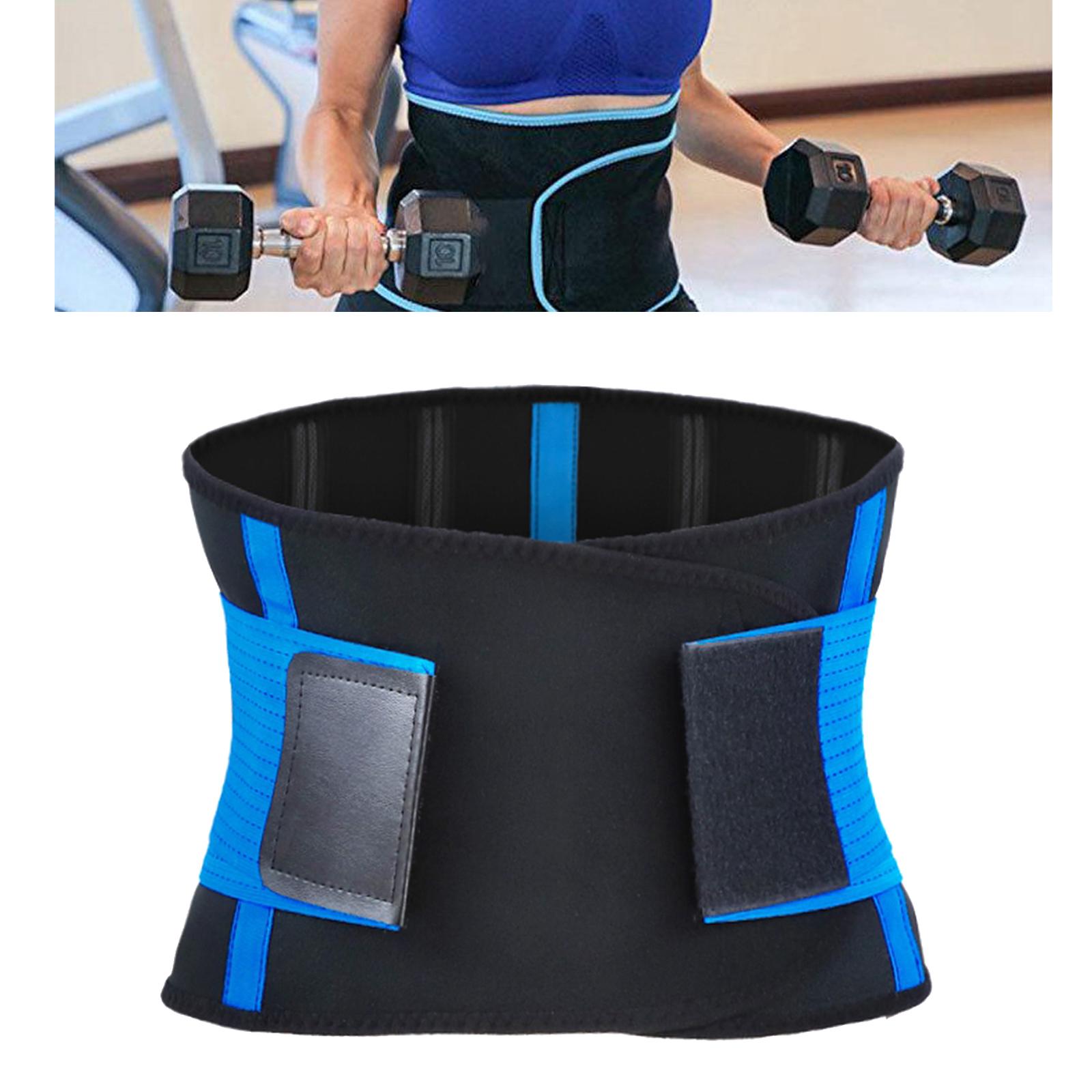 Adjustable Neoprene Lumbar Support Back Belt Brace Sweat Suit XL blue