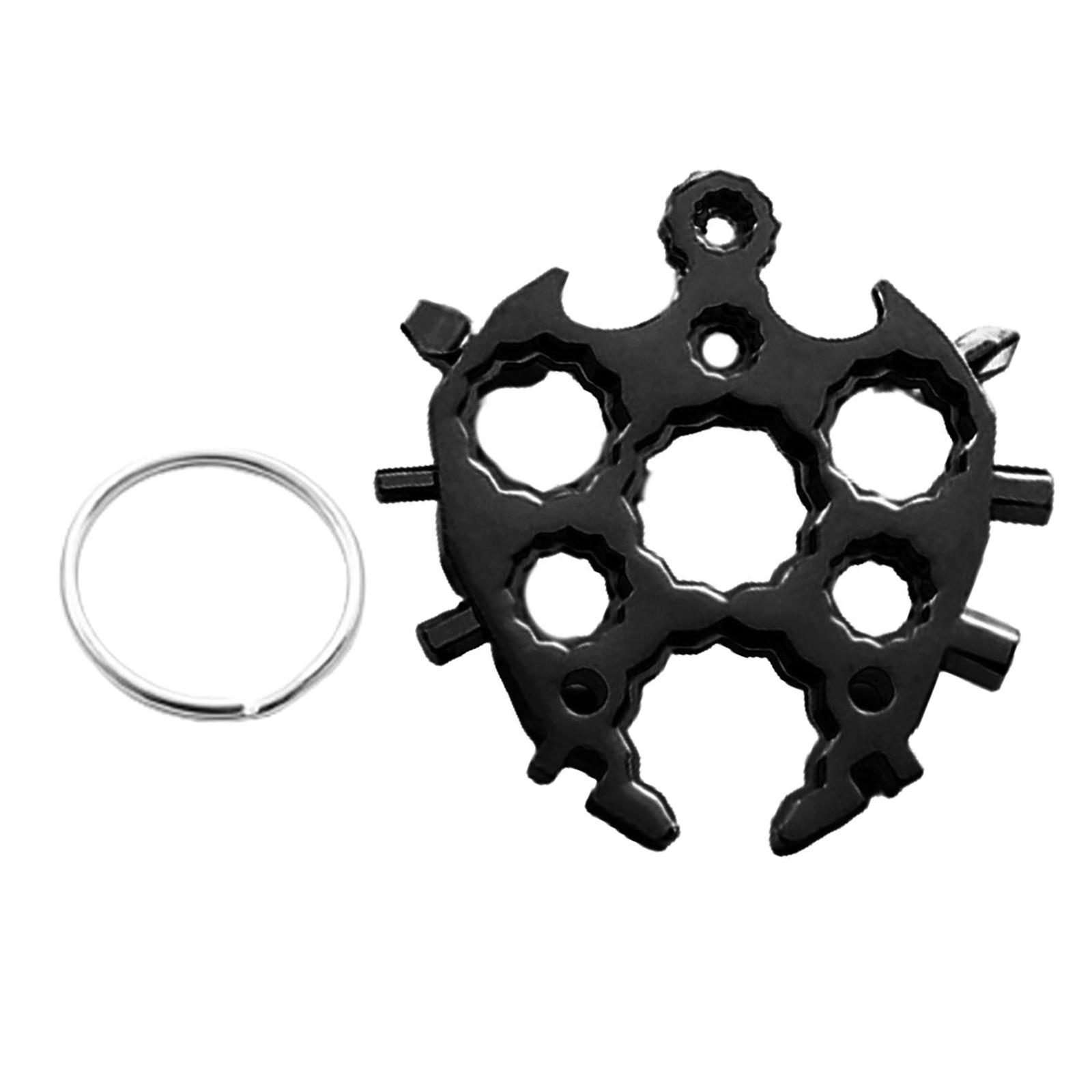 20 In 1 Multi Tool Portable Snowflake Key Chain Screwdriver Black