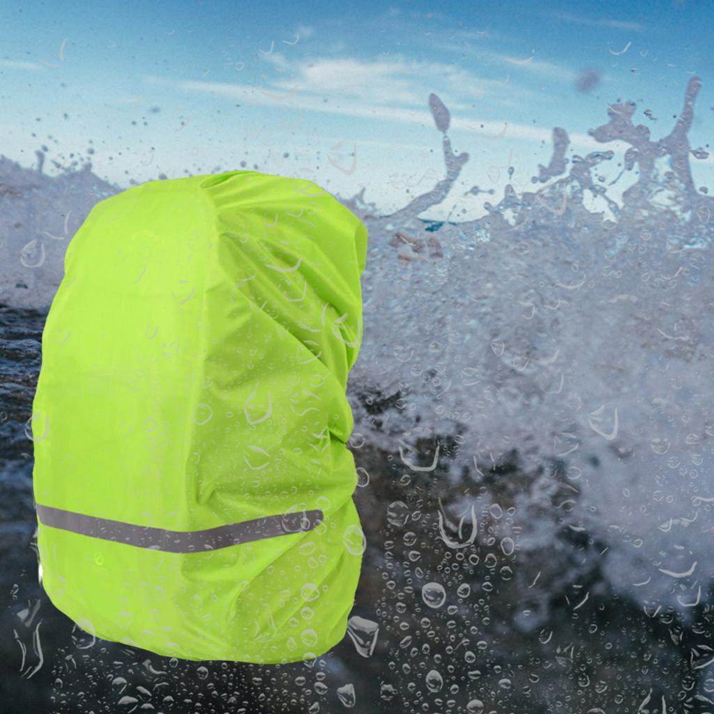 Reflective Backpack Rain Cover Rucksack Cover for Camping Cycling Green L
