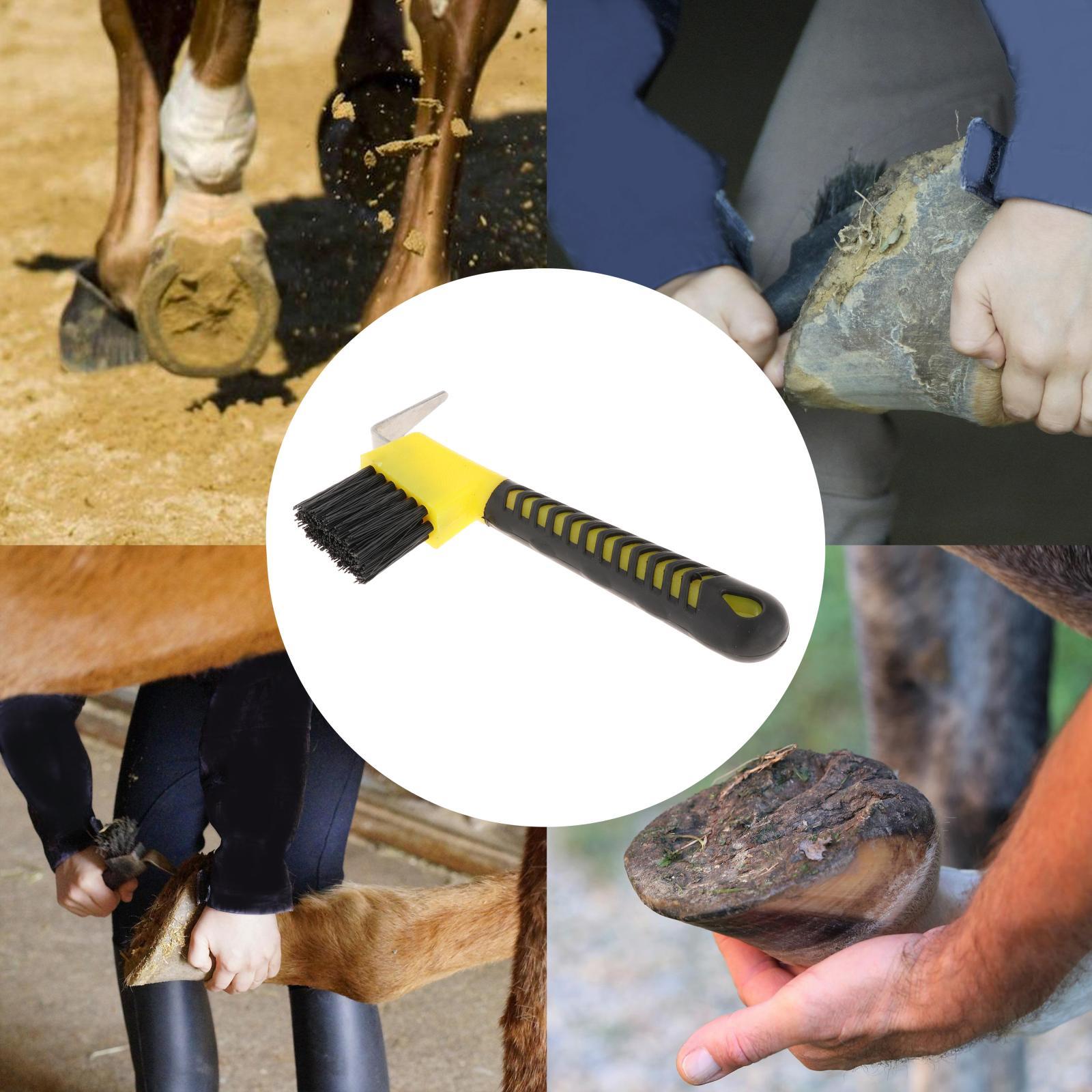 Horse Hoof Pick Brush Equestrian Tool Grooming Soft Grip Yellow