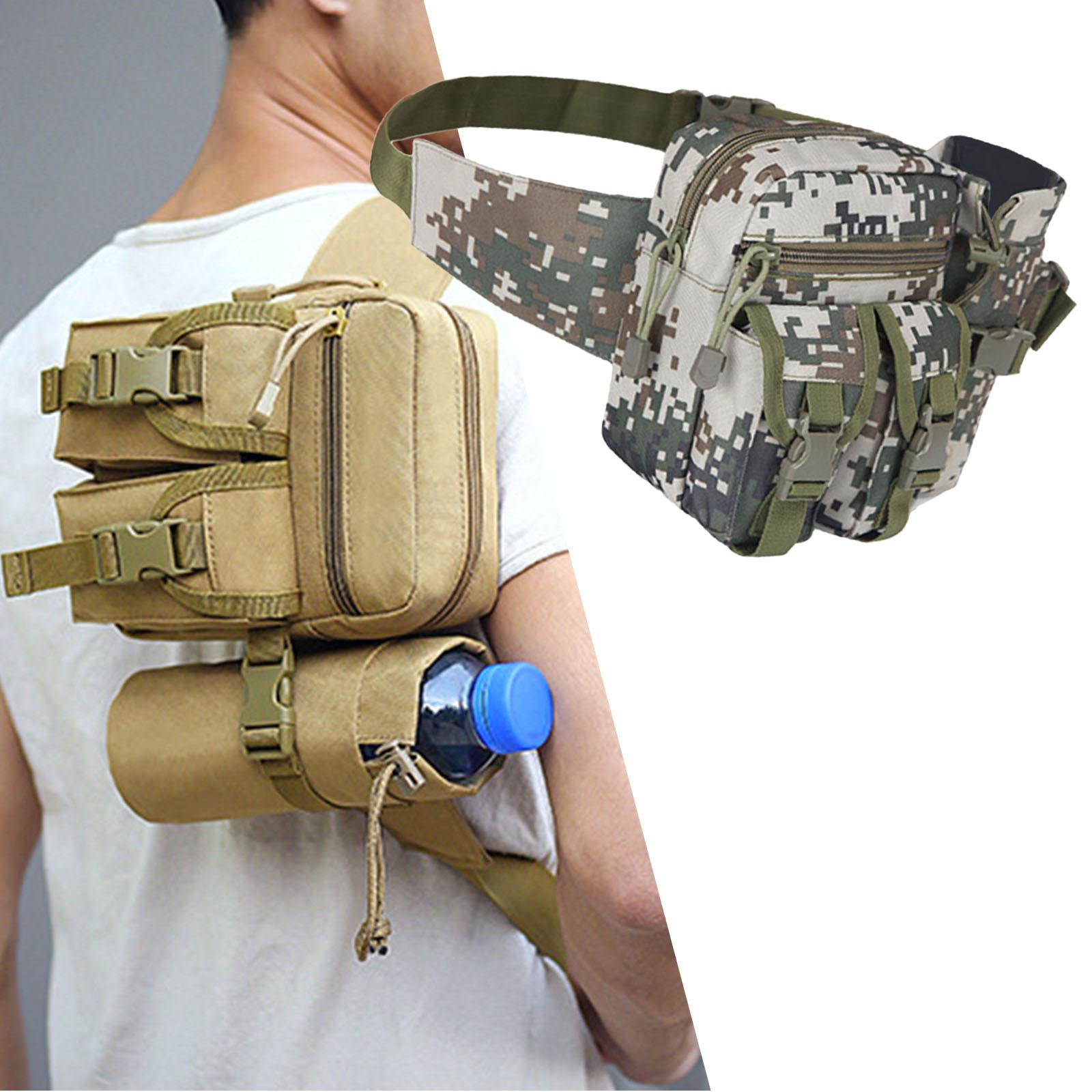 Waist Pack Bag Pouch Fanny Pack Water Bottle Holder Gray Camouflage