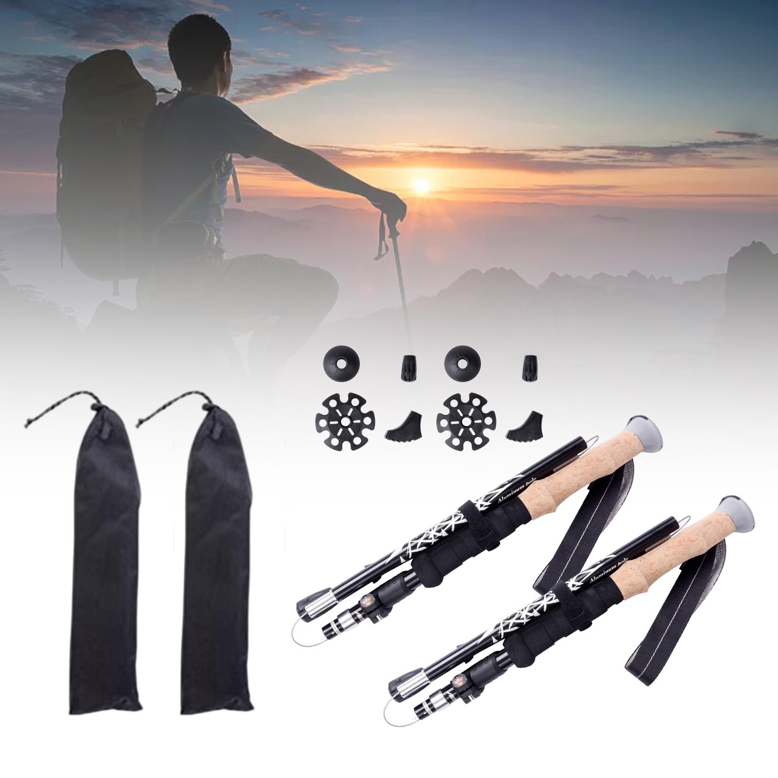 Folding Cane Aluminum Hiking Trekking Poles for Climbing Mountaineering 130cm