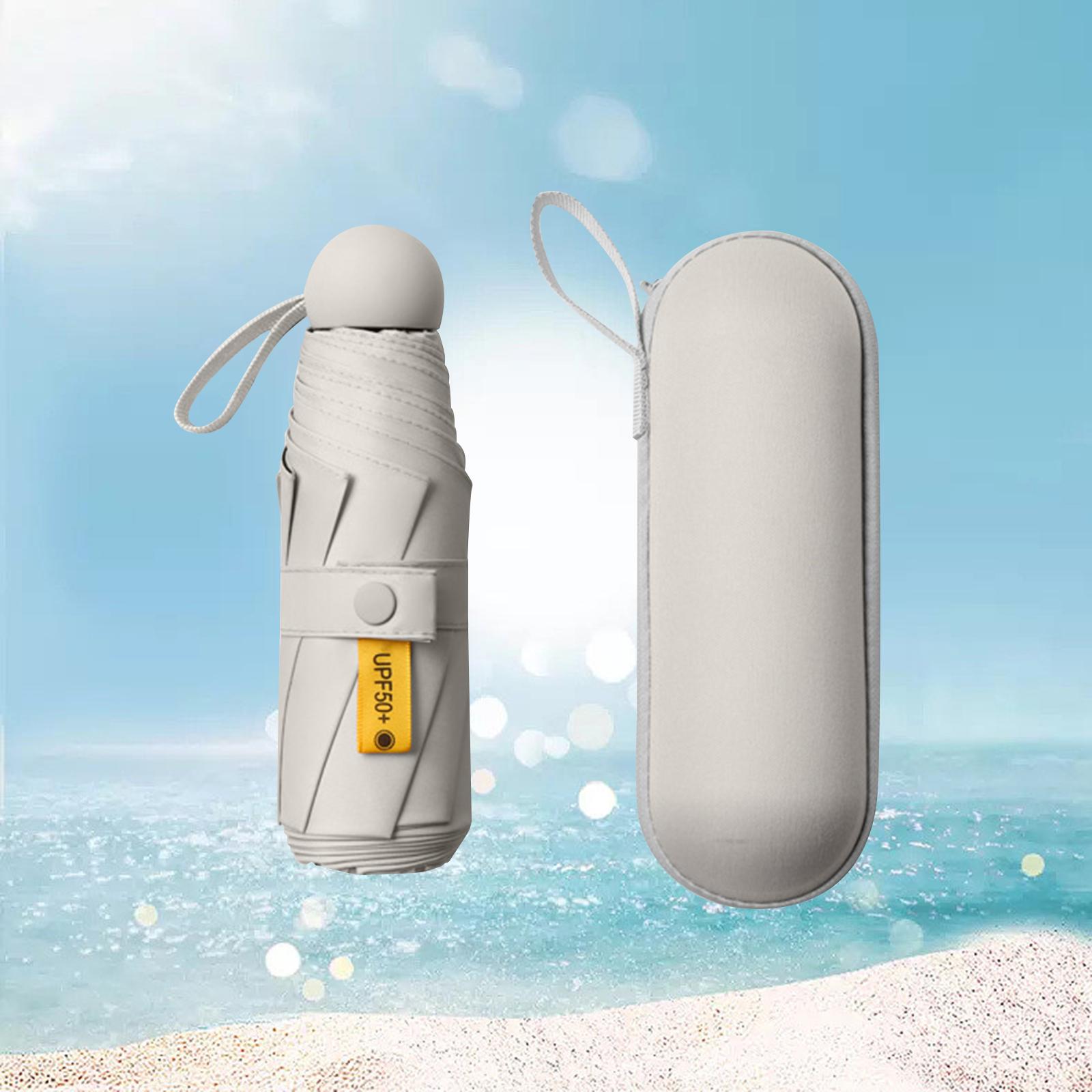 Mini Umbrella Tiny UV Umbrella Purse Umbrellas Windproof Durable Collapsible Beige