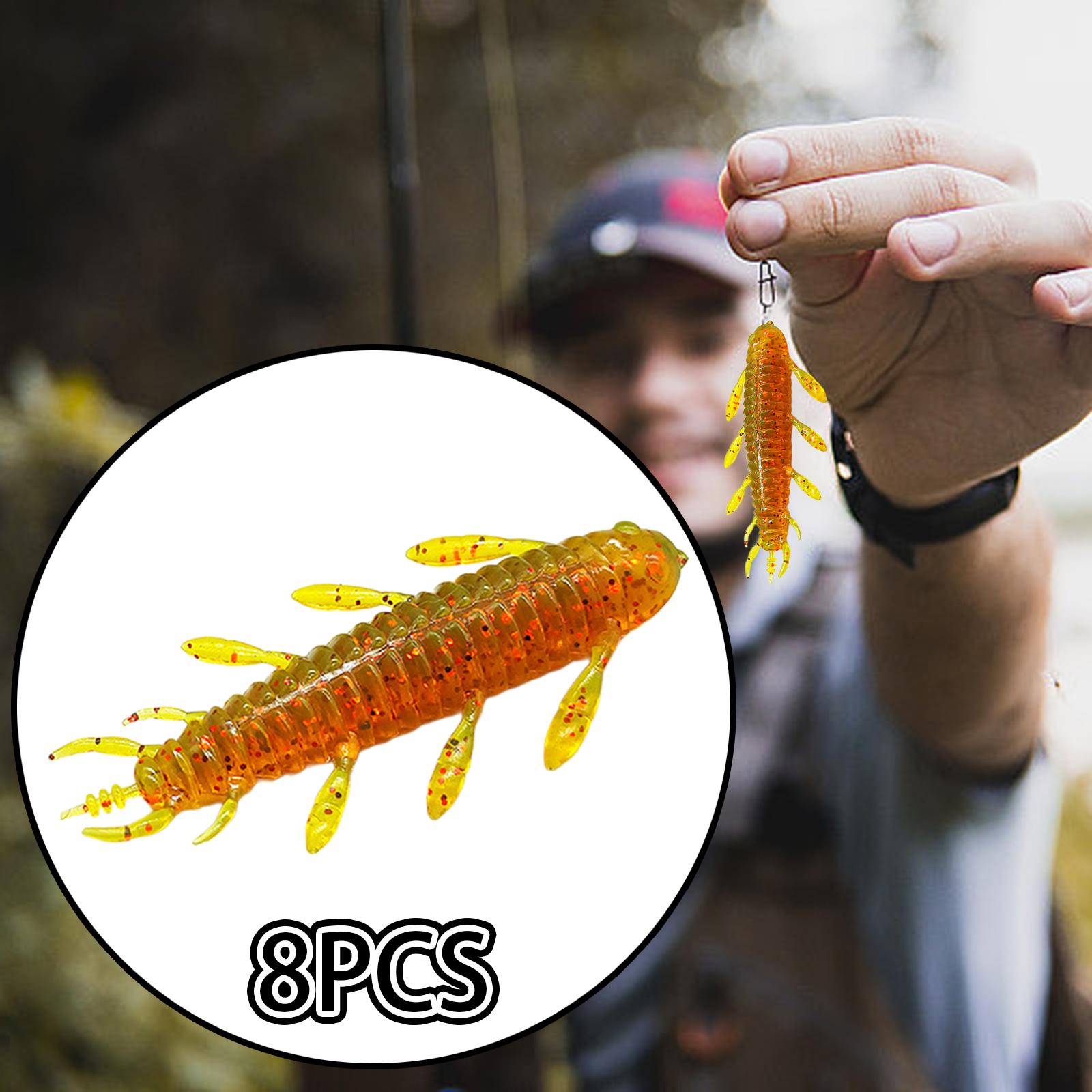 8Pcs Soft Fishing Lures Professional Lifelike Worm Grub Jig Artificial Lures Gold