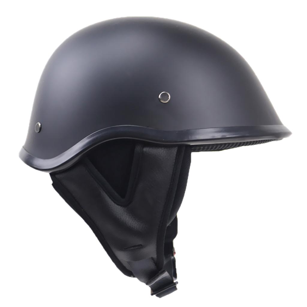 DOT Approved Motorcycle Flat Black Half Face Helmets Chopper Cruiser ...