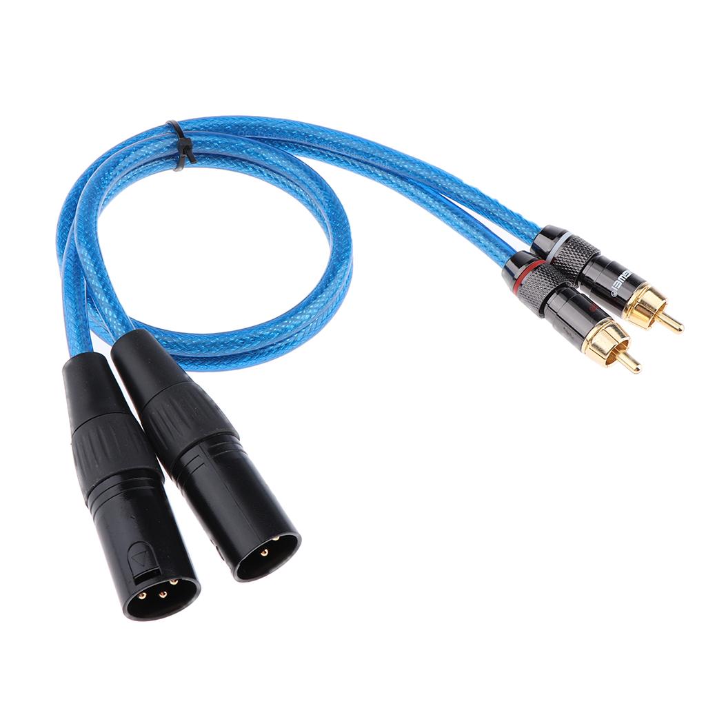 2 XLR Male to 2 RCA Male HIFI Audio Cable for Amplifier Mixer