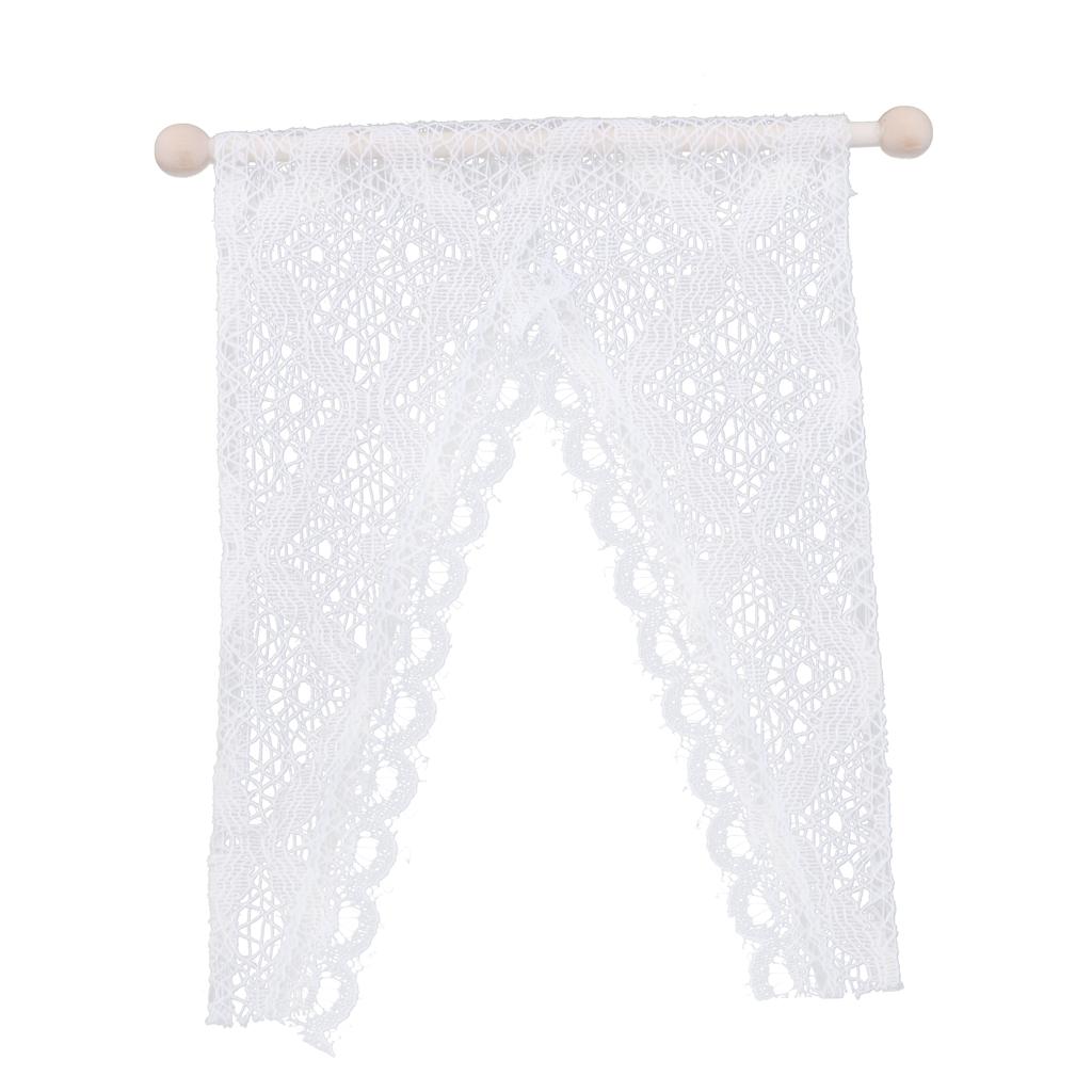 Mini Lace Curtain With Wooden Rod