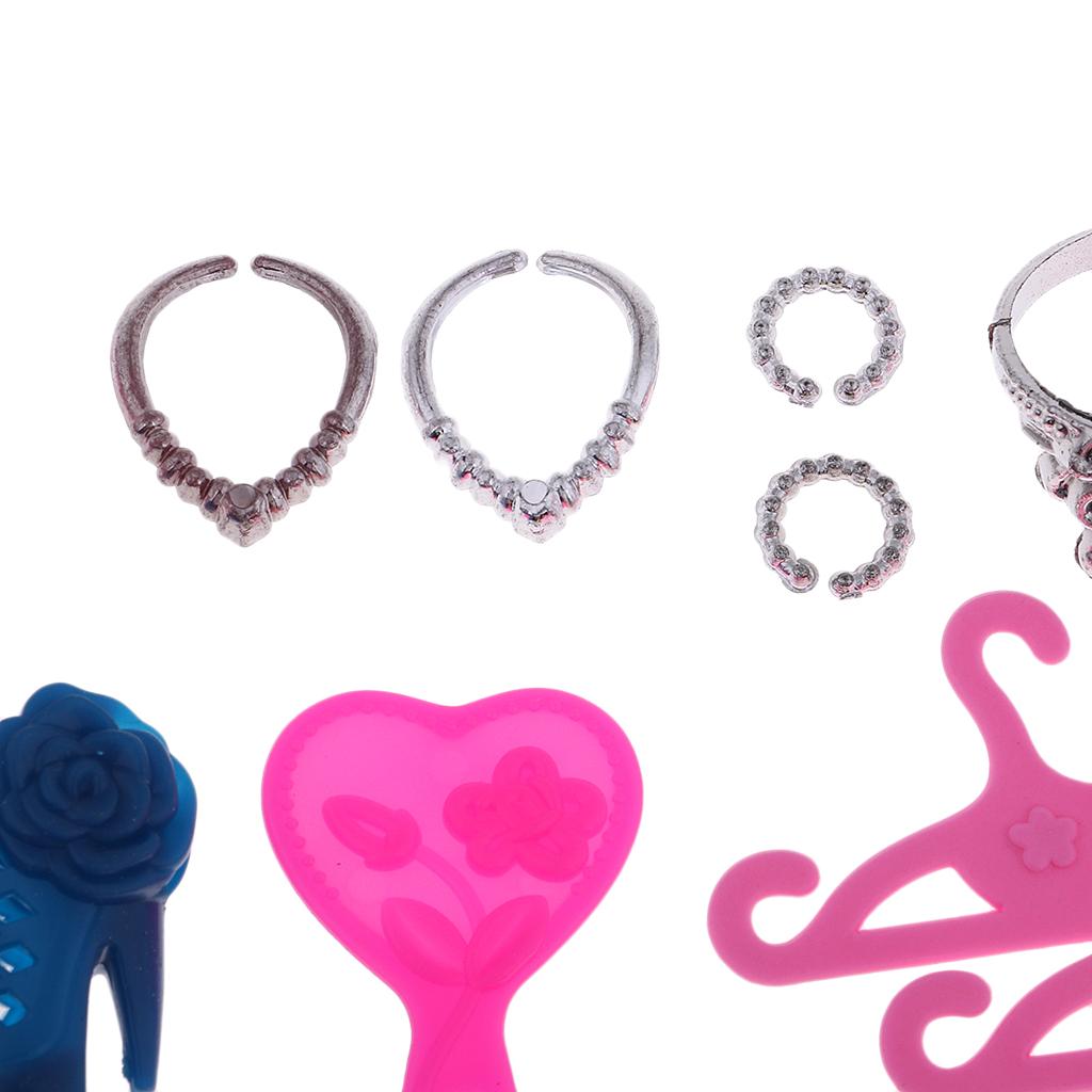 55Pcs/pack Dolls Accessories Shoes Clothes Hangers Handbag for   Dolls