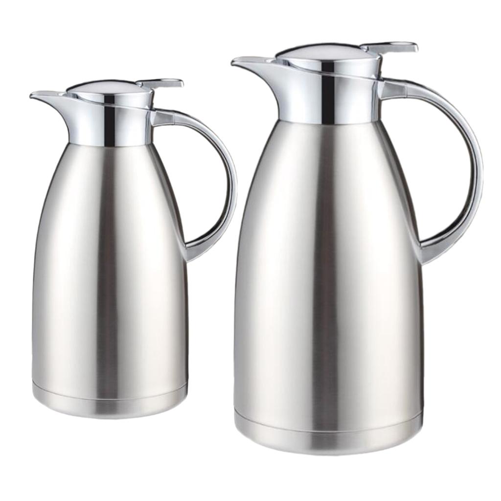 Home Double Stainless Steel Coffee Pot Vacuum Insulation Jug Kettle 1.8/2.3L eBay