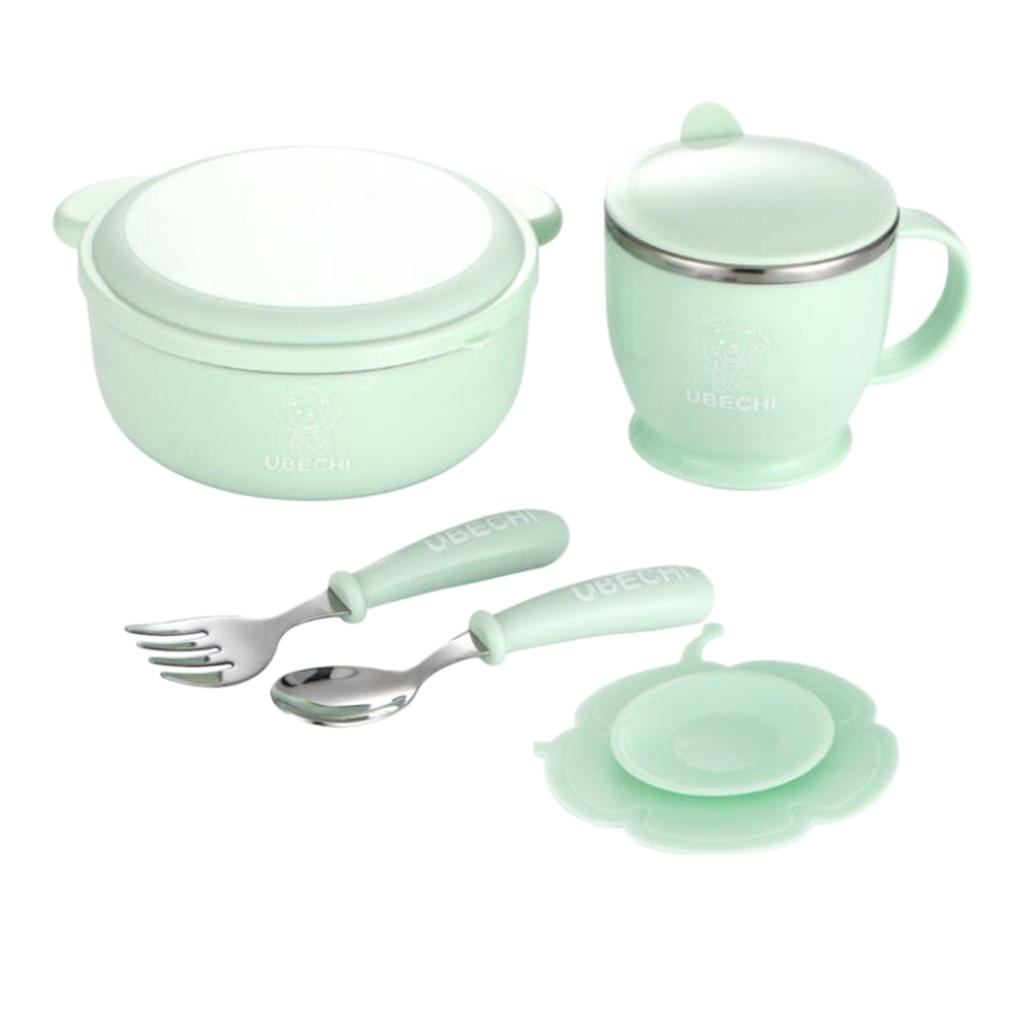 400ml Insulated Stainless Steel Bowl Cup Baby Safety Bowl Set Blue