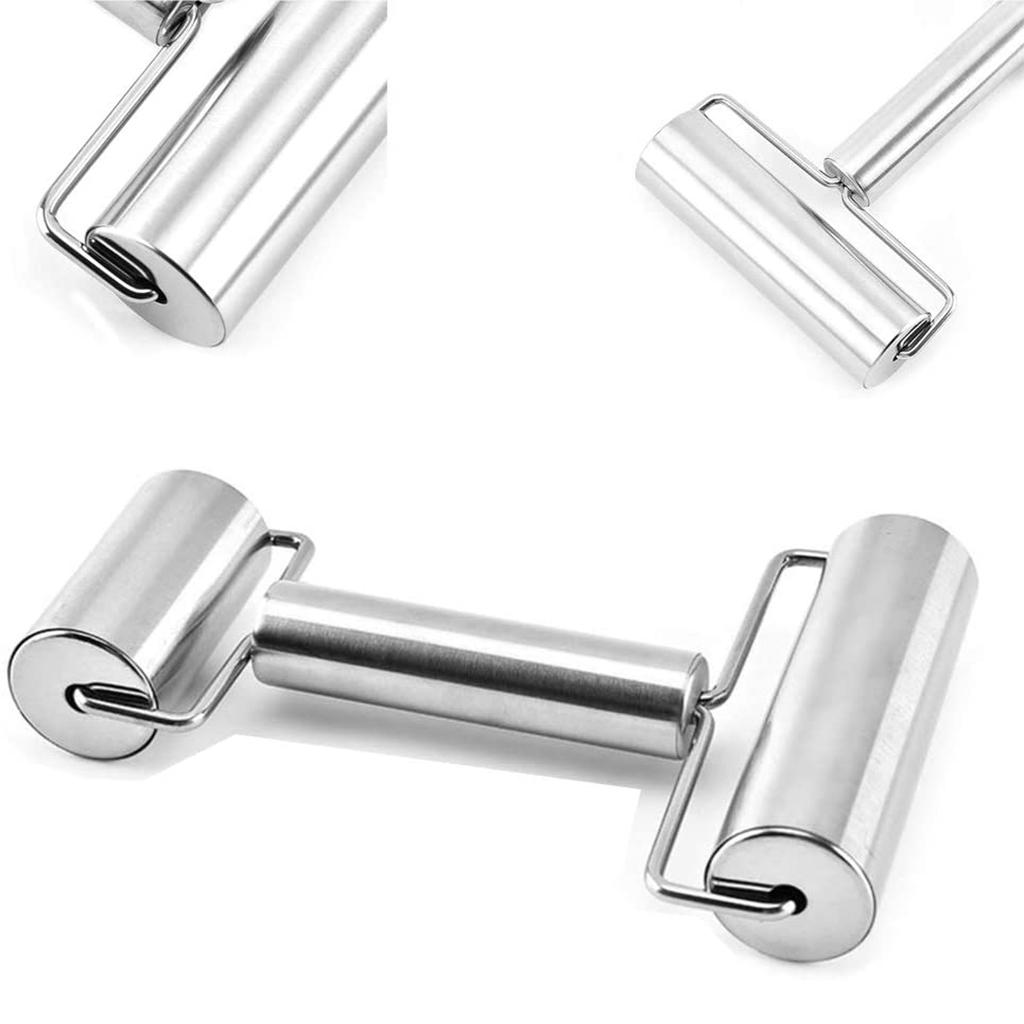 6xPizza Pastry Baking Dough Roller Rolling Pin Stainless Steel Dual Roller
