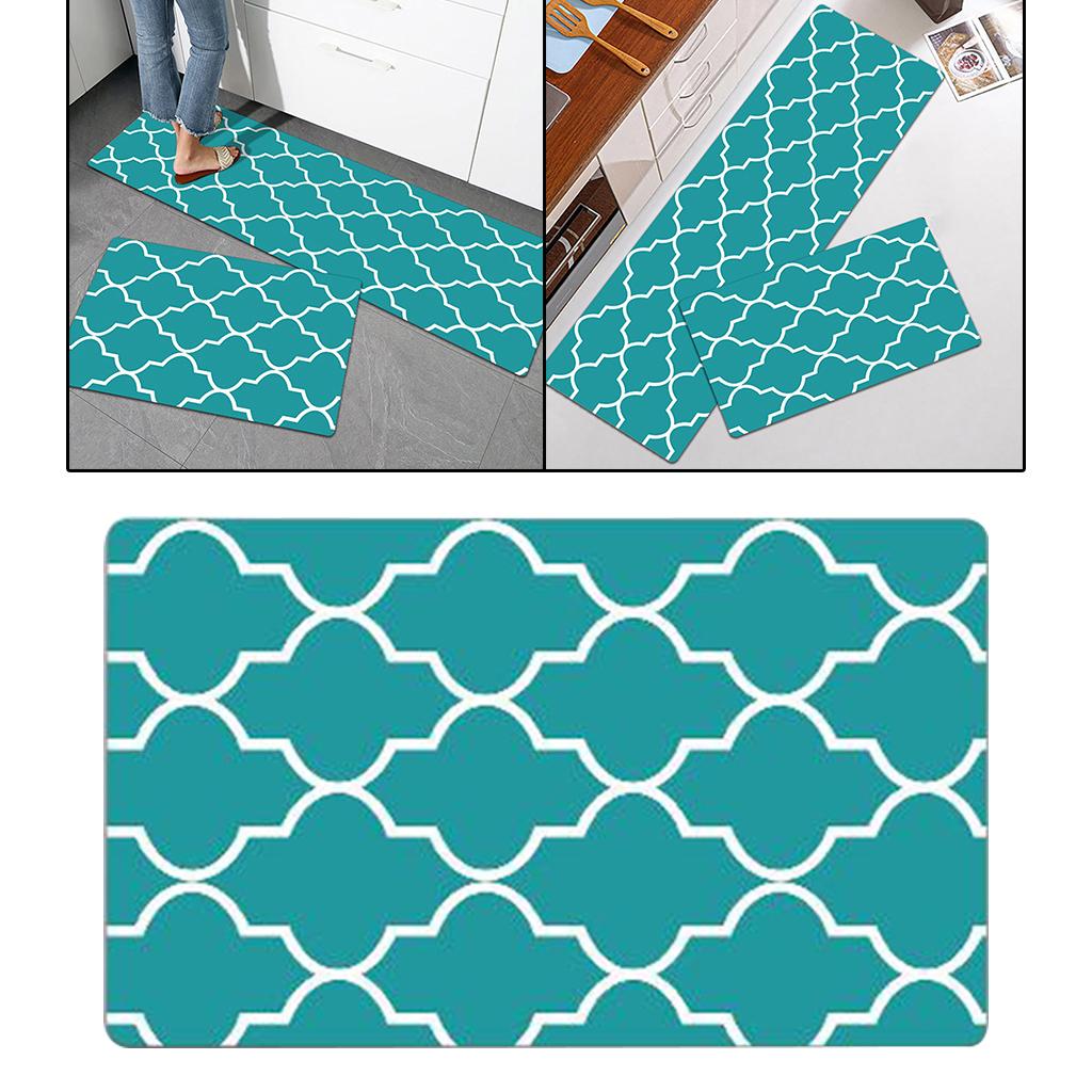 Nonslip Checked Kitchen Bedroom Mat Runner Rug Anti Fatigue Green 75x45cm