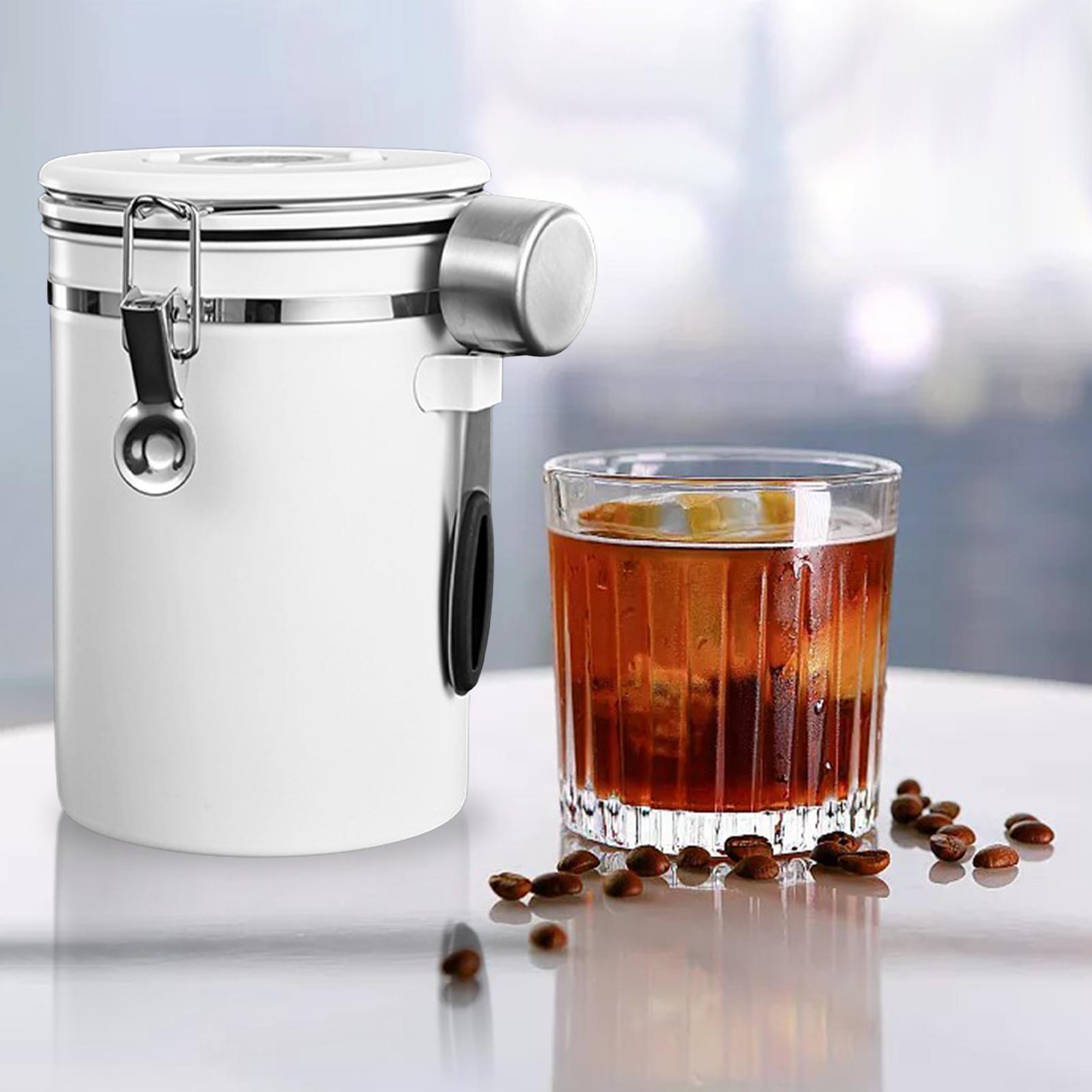 Home Airtight Sealed Canister with Spoon for Coffee Beans Stainless  1800ML