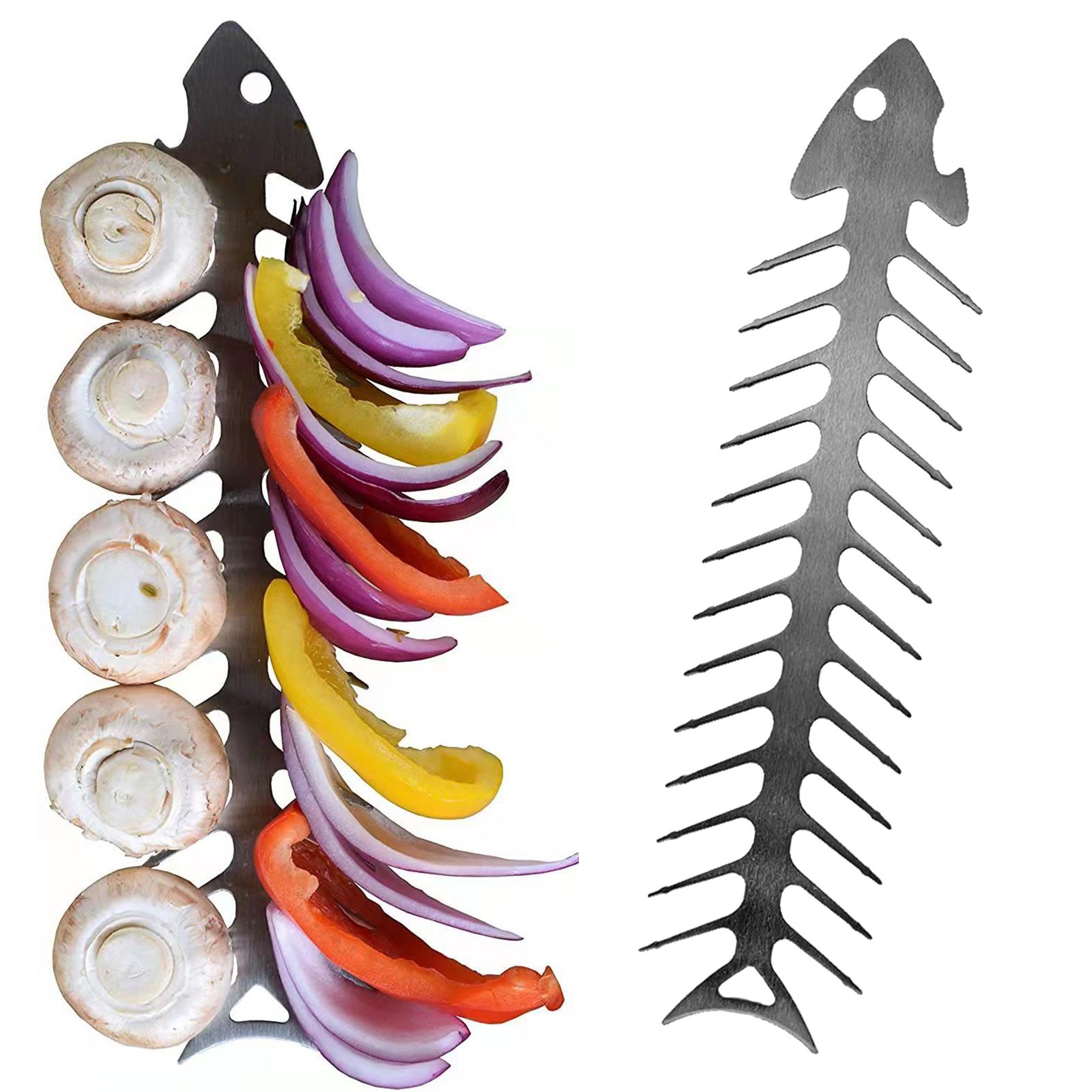 Stainless Steel Reusable Barbecue Skewers Grilling Shish Kabobs Fish Bone