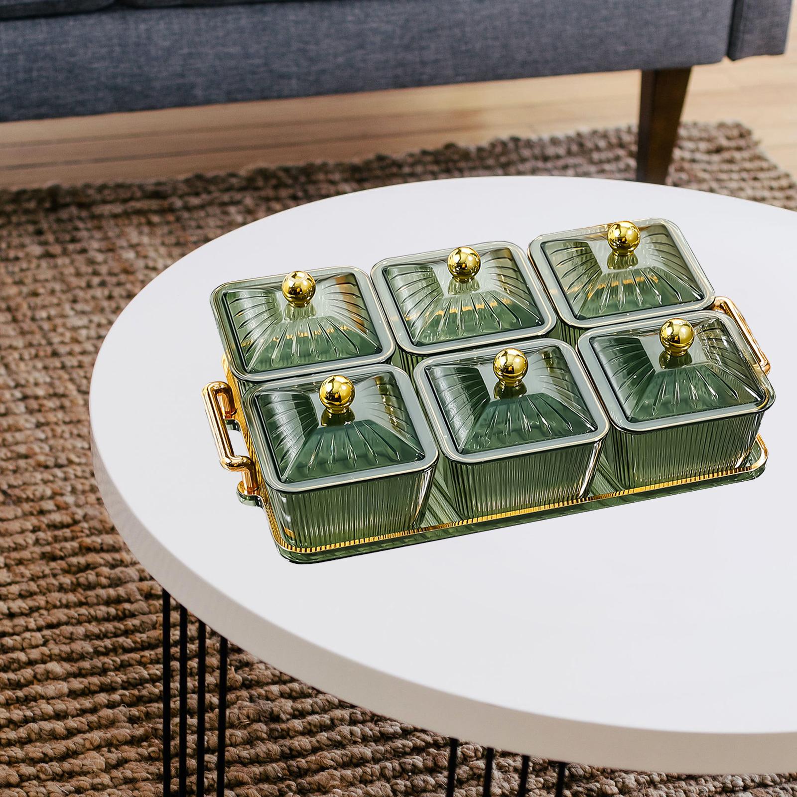 Divided Serving Dishes Relish Tray Appetizer Condiment Server for Home Green