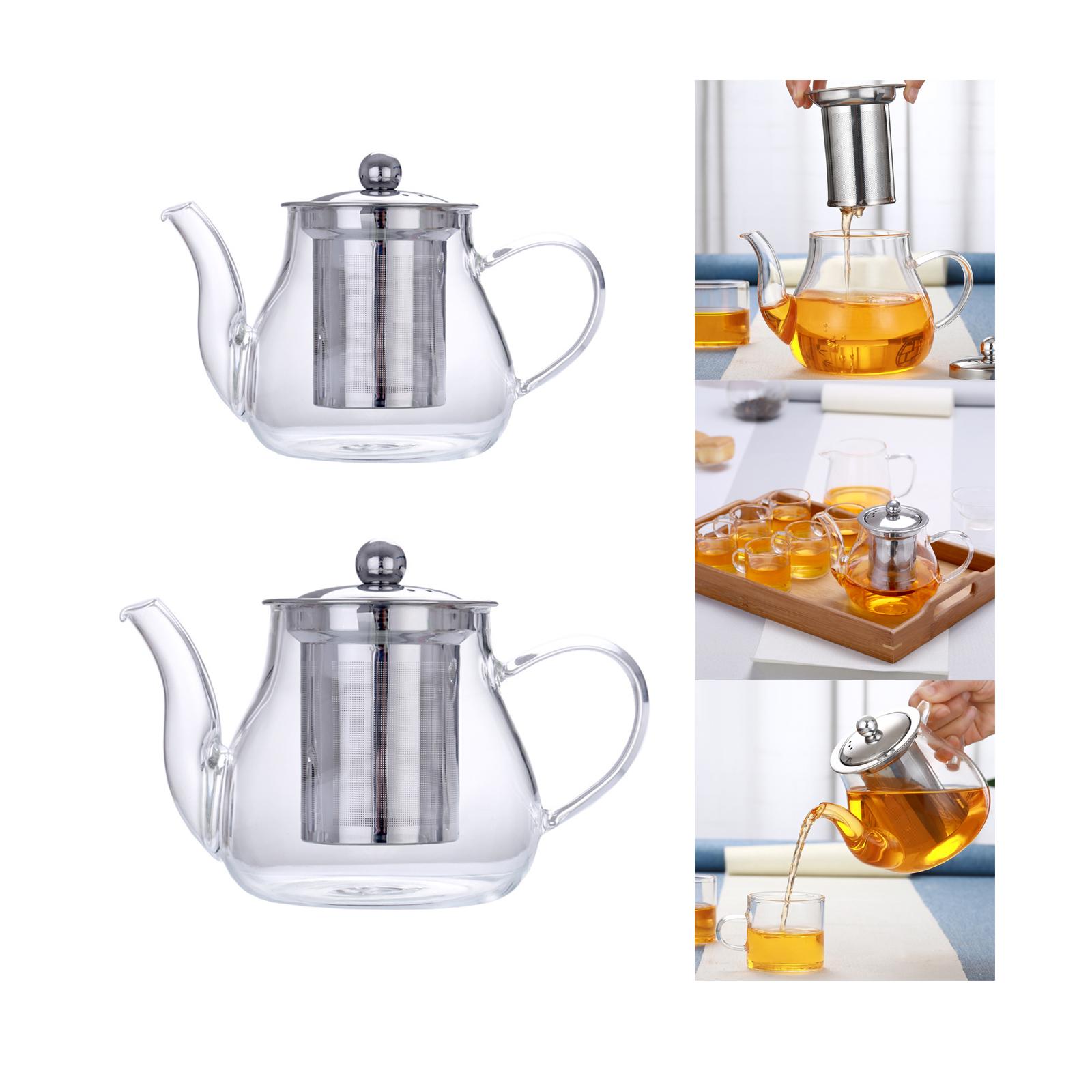 Glass Teapot Blooming Loose Leaf Heatproof with Tea Strainer Tea Pot 400ml