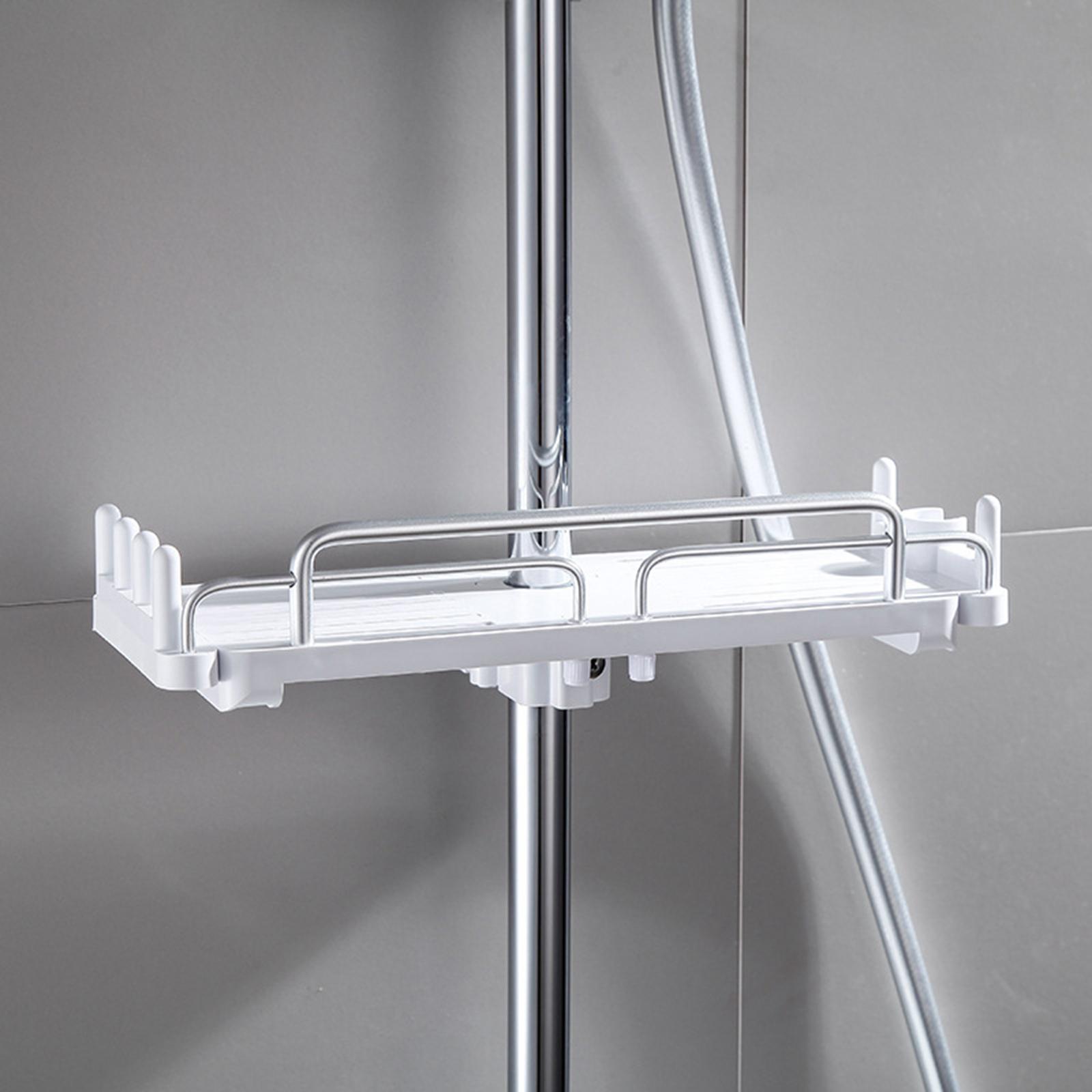 Extendable Shower Shelf Reusable Shower for Lavatory Washroom Restroom White