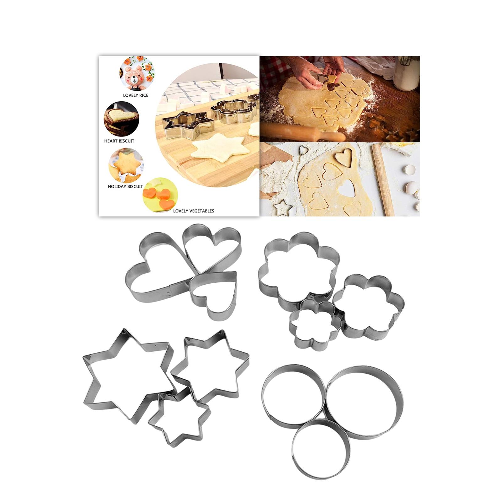12 Pieces Cookie Cutter Set Stainless Steel for Chocolate Sandwiches Bread