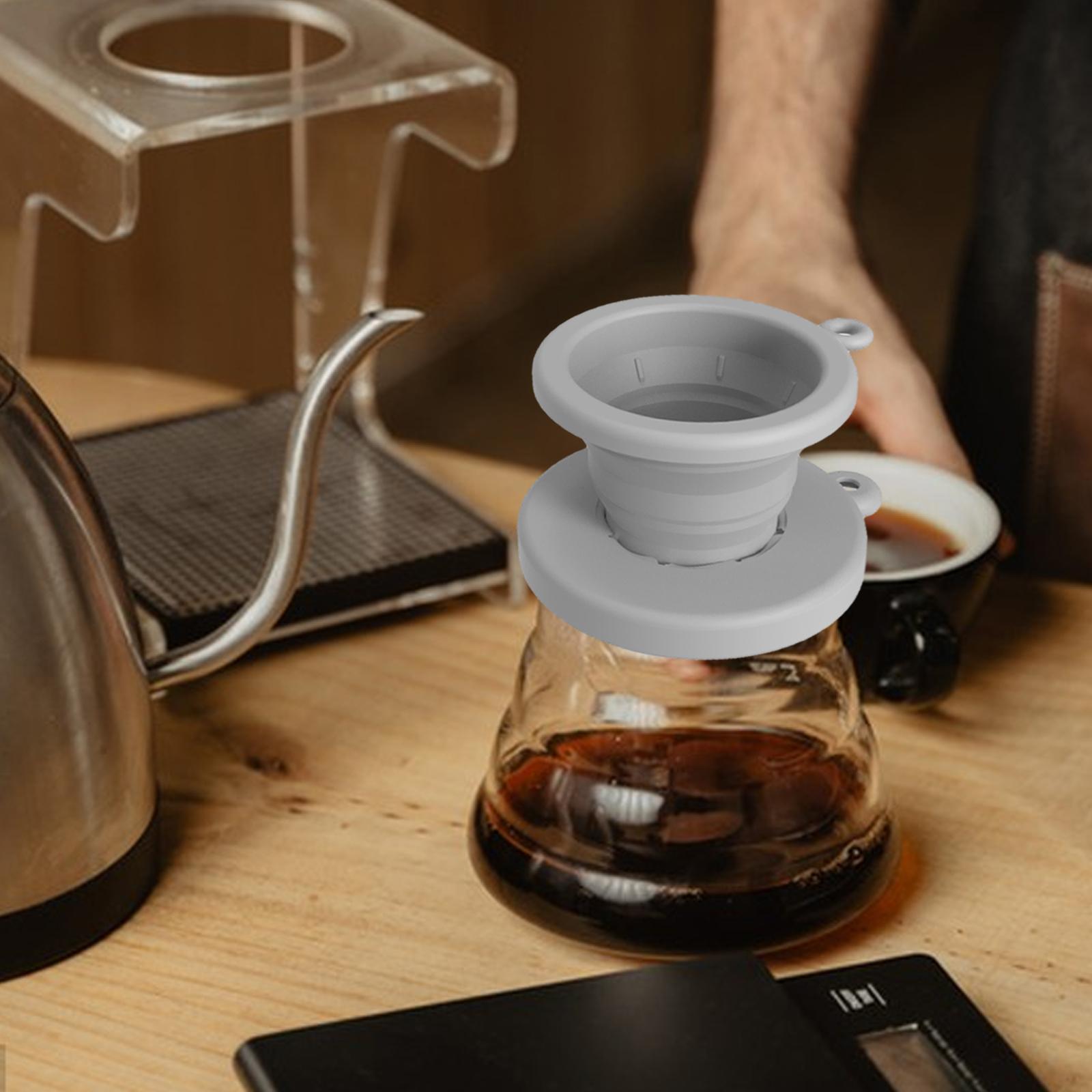 Silicone Reusable Coffee Maker Collapsible Coffee Dripper for Hiking Camping Gray