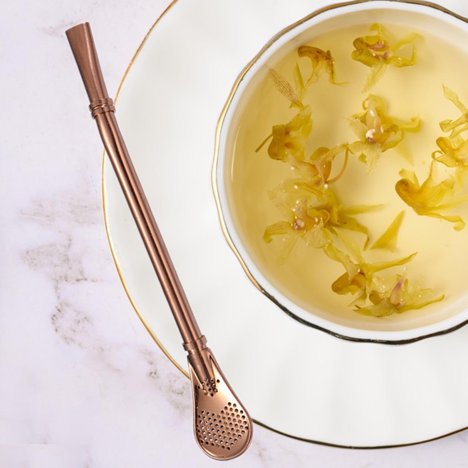 Long Handle Spoon Stirring Straw for Juice Loose Leaf Tea Drinks