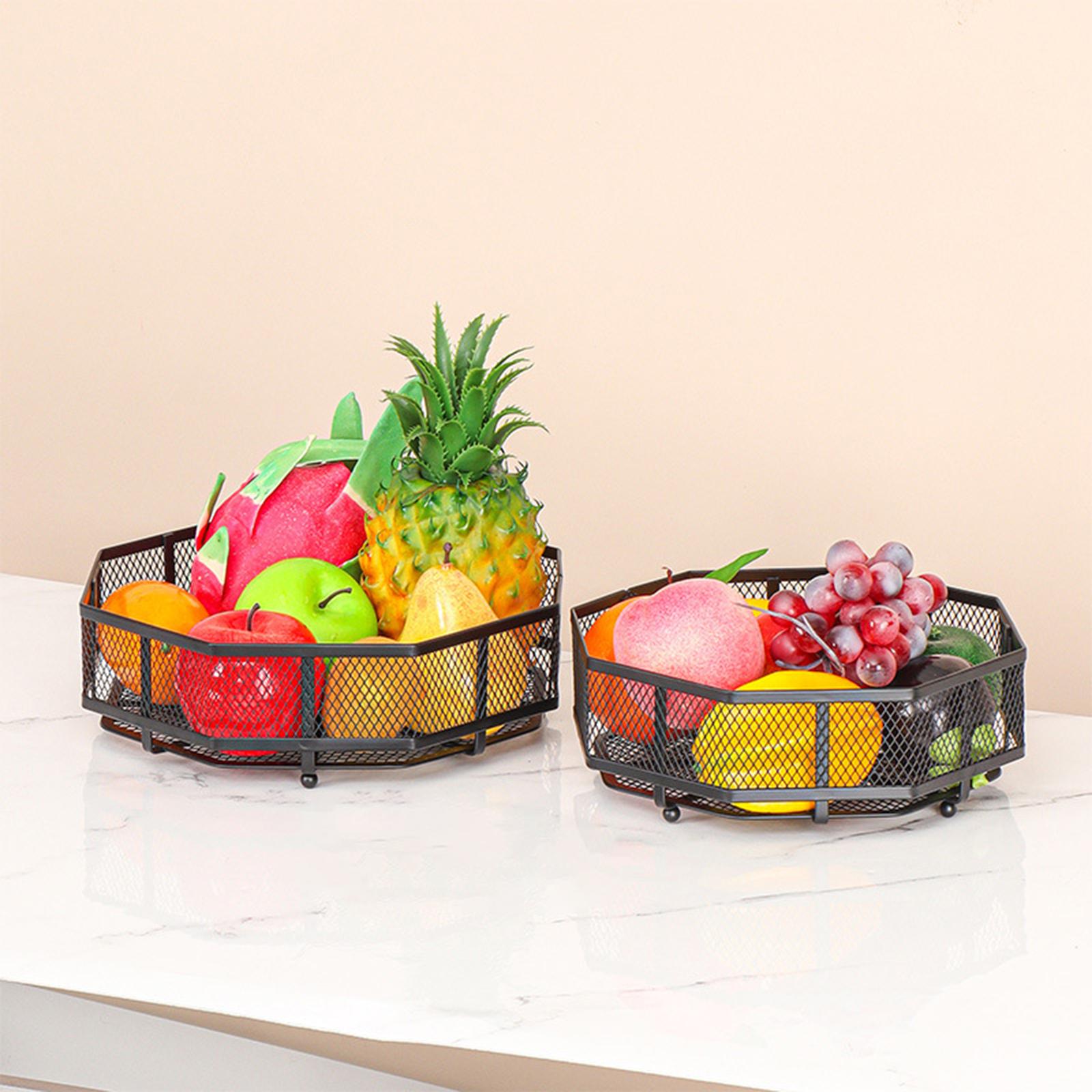 2 Pieces Metal Fruit Basket Countertop Stand Serving Tray Party Serving Bowl