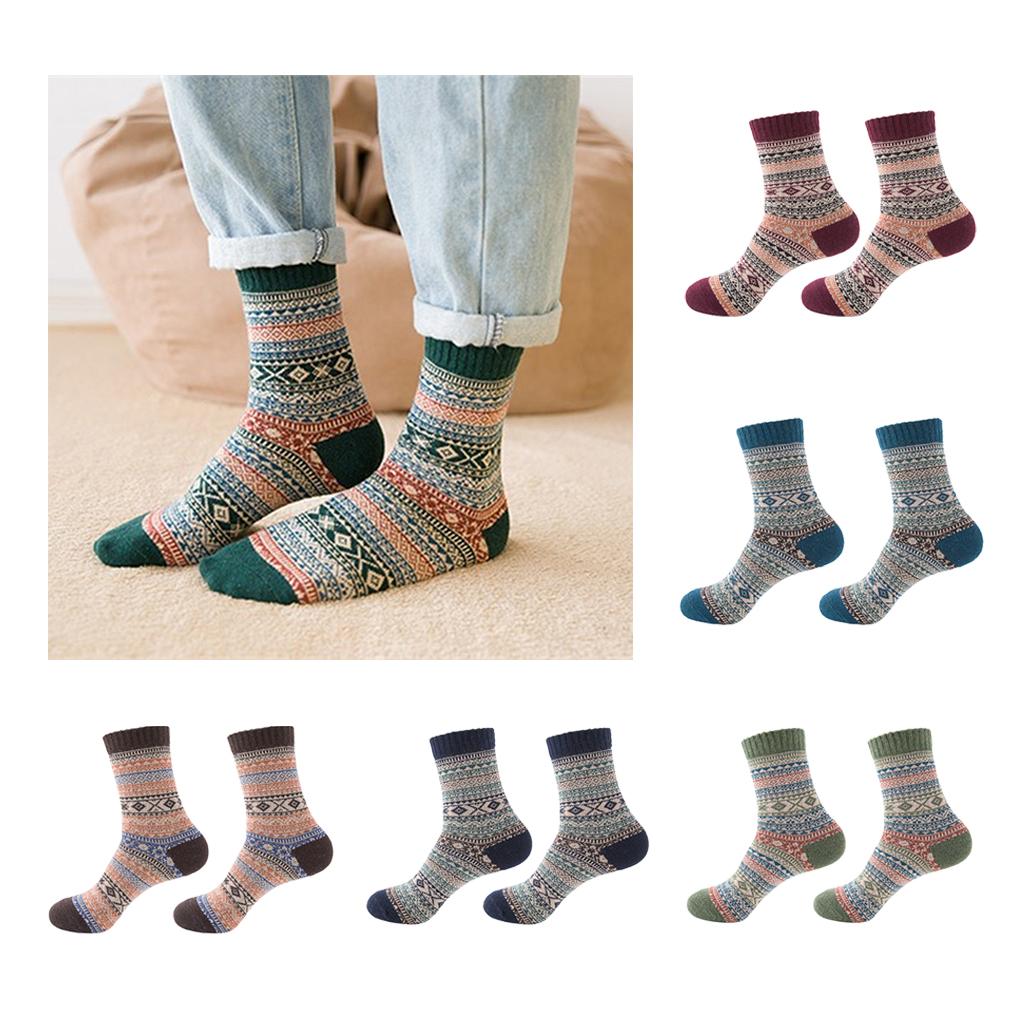 Mens Thick Winter Wool Socks Soft Warm Socks Casual Crew Socks Red