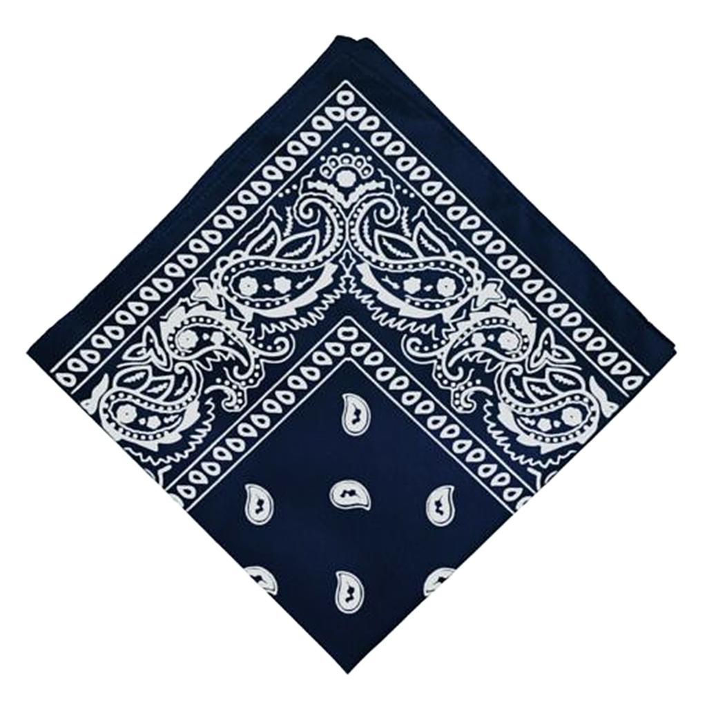 Unisex Cotton Paisley Bandana Cowboy Head Scarf Head Wrap  Navy