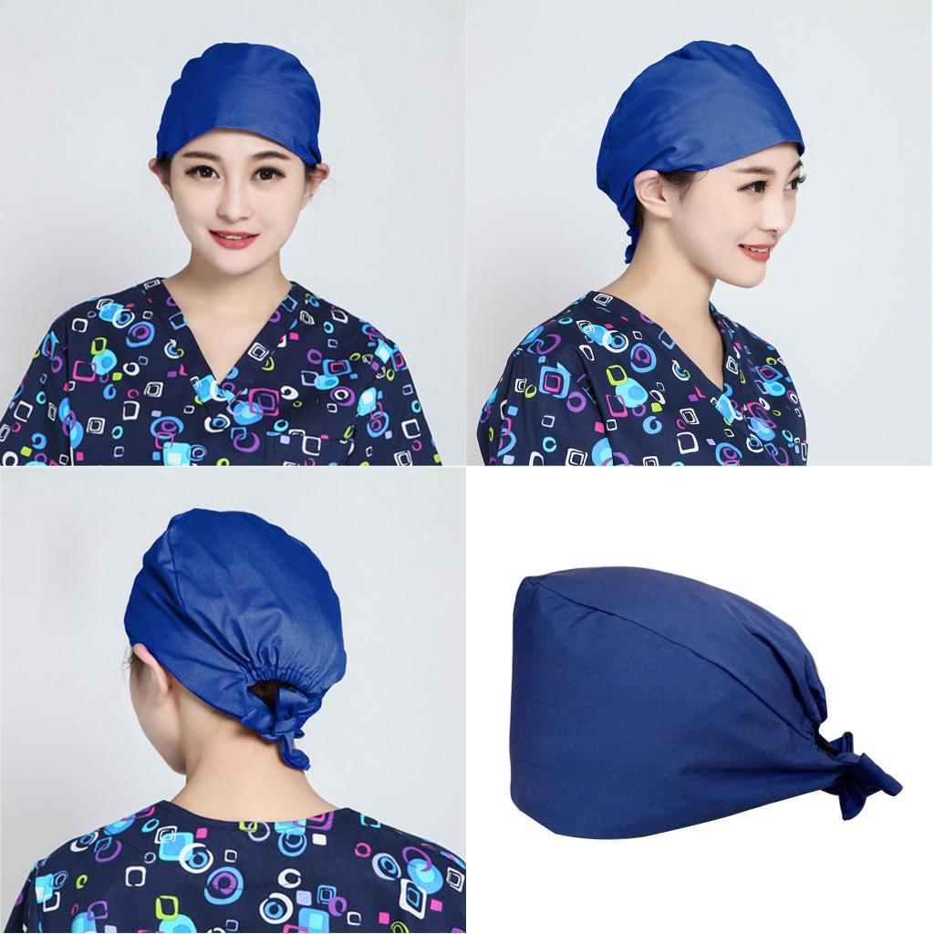 Scrub Cap Stretch Bouffant Working Hat Head Wrap Navy