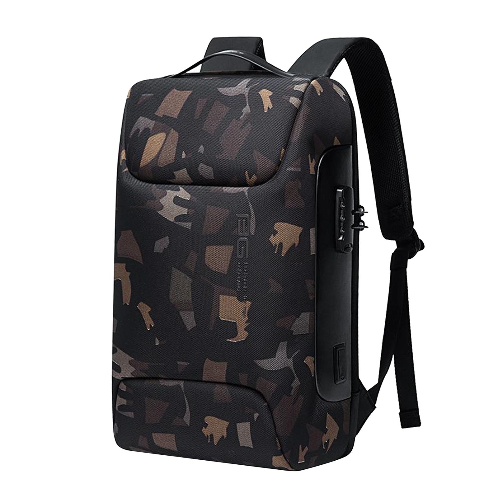 Anti-Theft Laptop Backpack External USB Charge Port Casual Travel Camouflage
